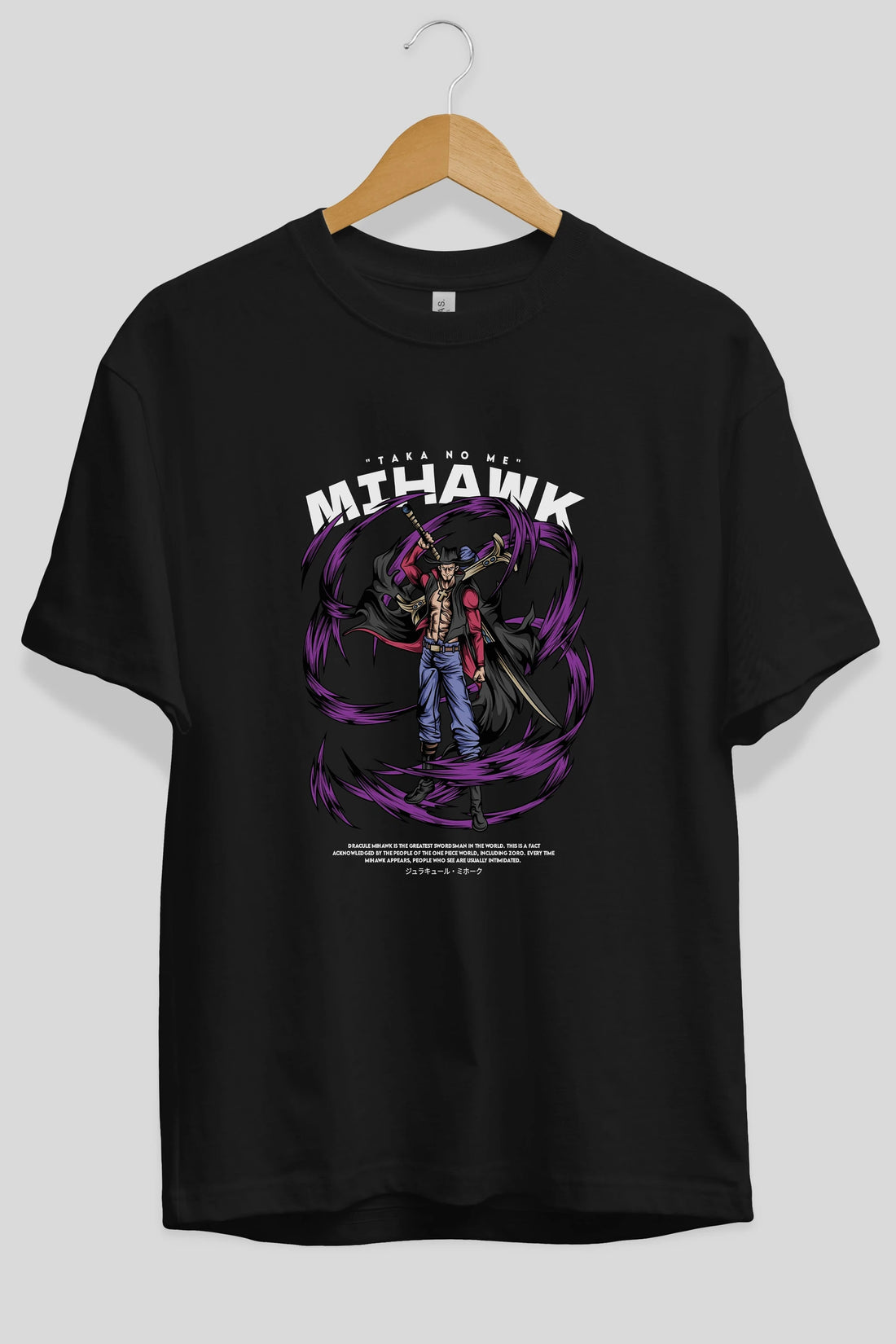 Mihawk Anime Ön Baskılı Oversize t-shirt %100 pamuk Erkek Kadın Unisex
