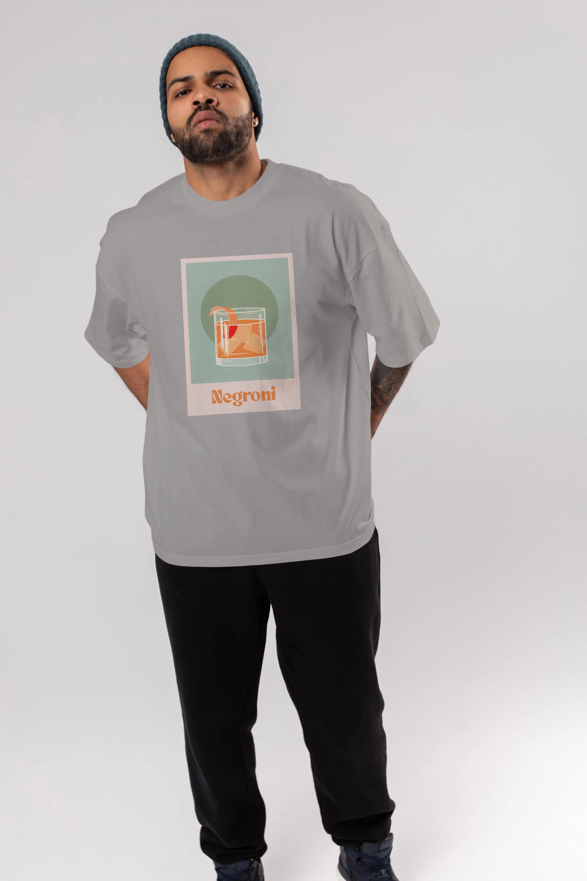 Negroni 5 Ön Baskılı Oversize t-shirt Erkek Kadın Unisex %100 Pamuk Bisiklet Yaka tişort