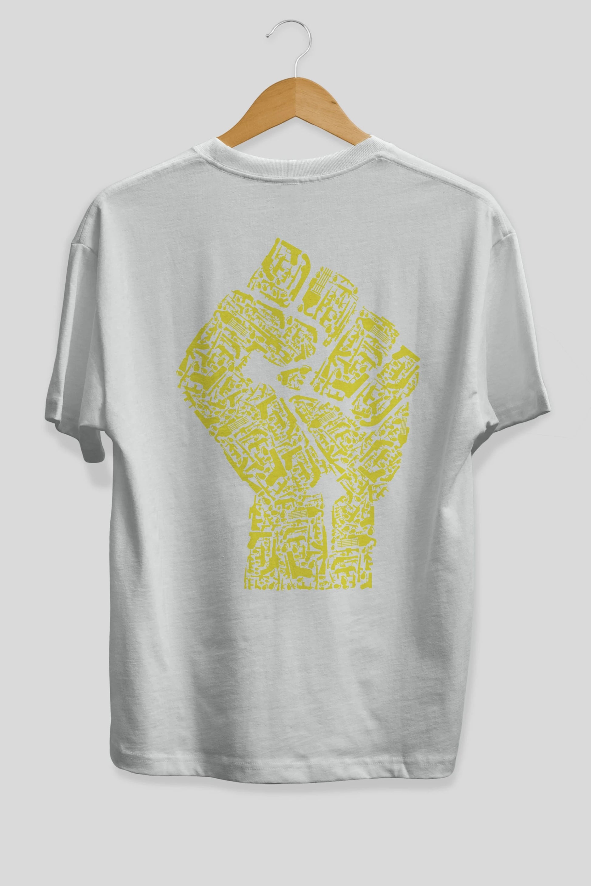 Hand Of Revolution Arka Baskılı Oversize t-shirt %100 pamuk Erkek Kadın Unisex
