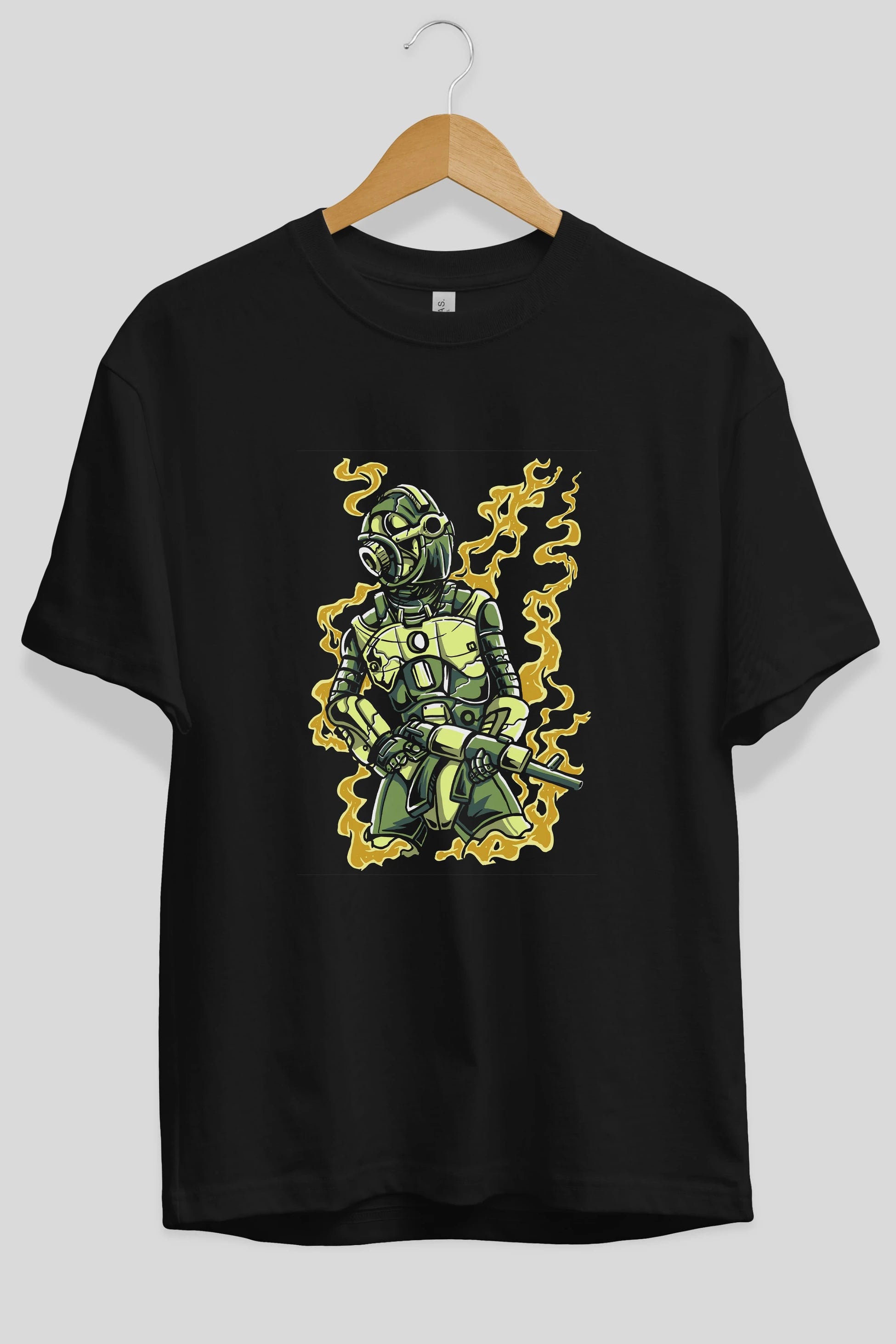 Robot Soldier Ön Baskılı Oversize t-shirt Erkek Kadın Unisex %100 Pamuk tişort