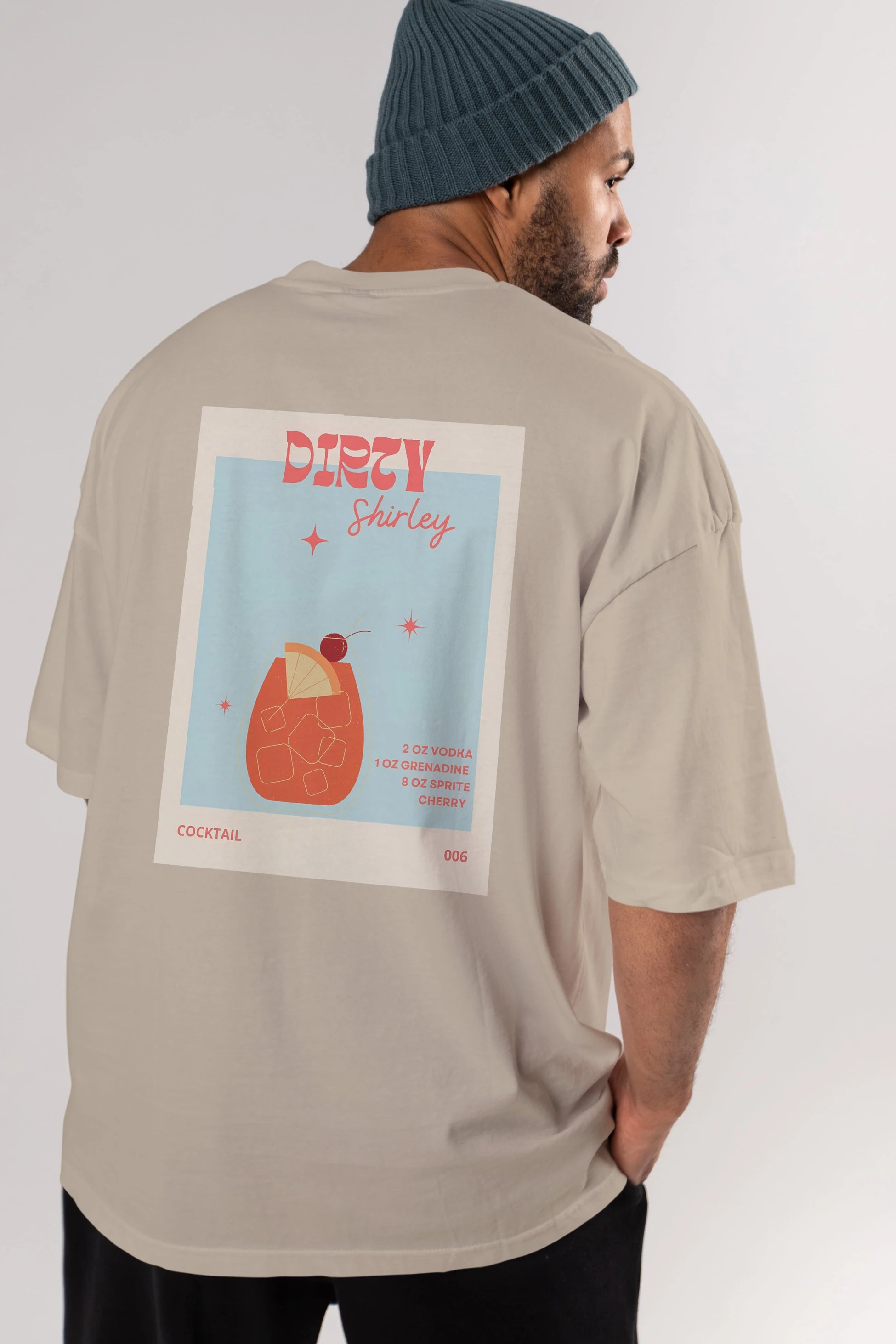 Dirty Shirley Arka Baskılı Oversize t-shirt Erkek Kadın Unisex %100 Pamuk Bisiklet Yaka tişort