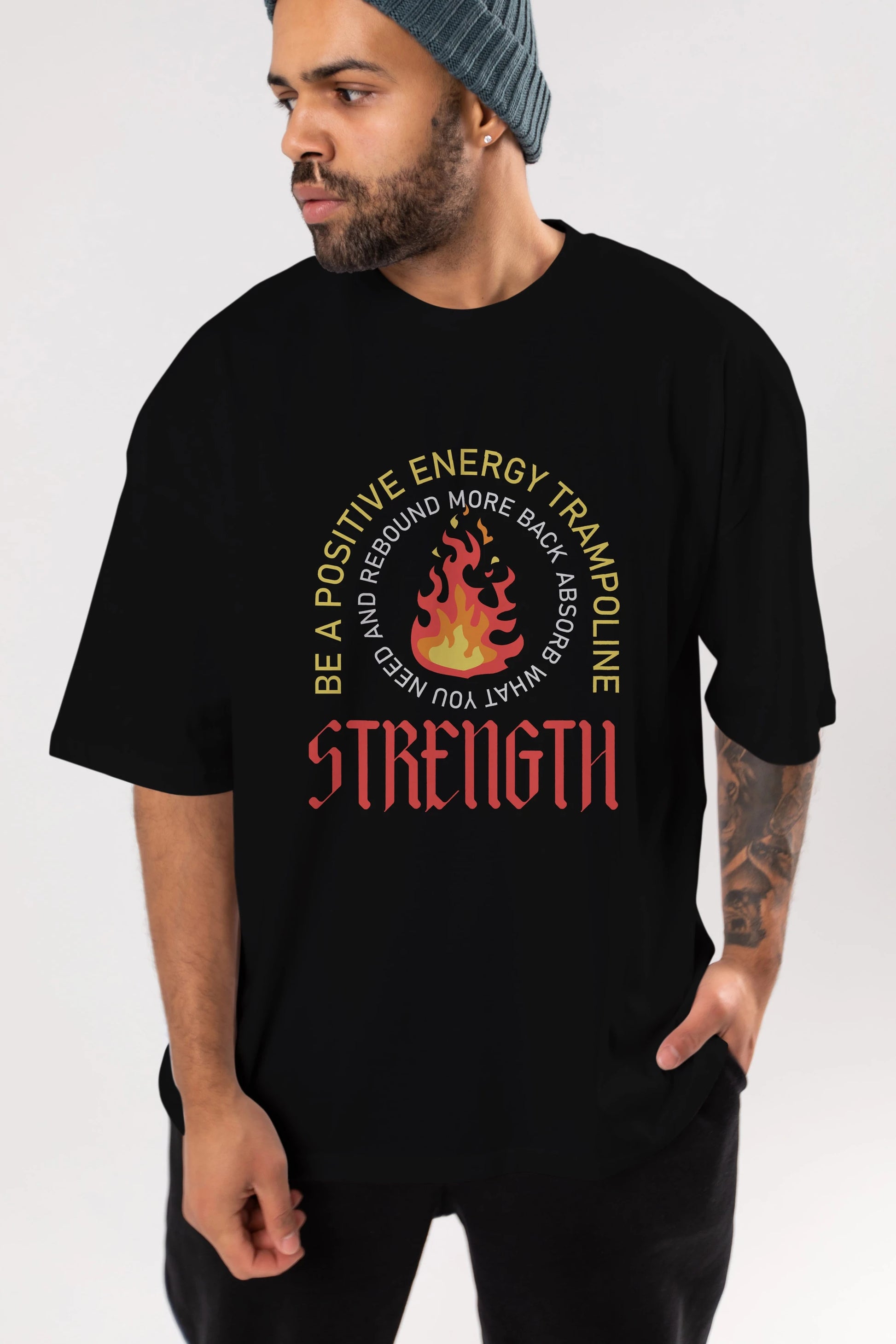 Positive Energy Ön Baskılı Oversize t-shirt Erkek Kadın Unisex