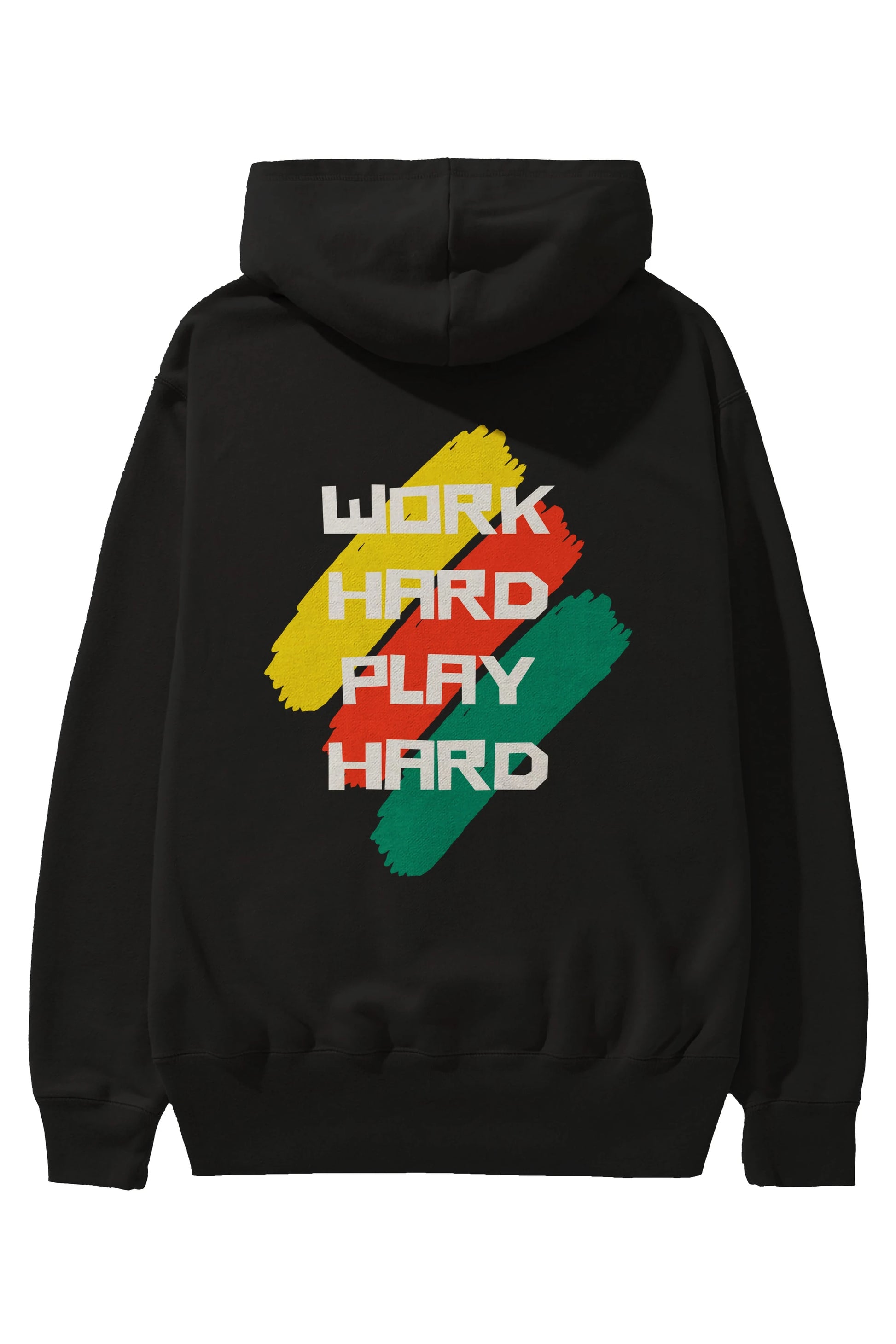 Work Hard Play Hard 2 Arka Baskılı Oversize Hoodie Kapüşonlu Sweatshirt Erkek Kadın Unisex