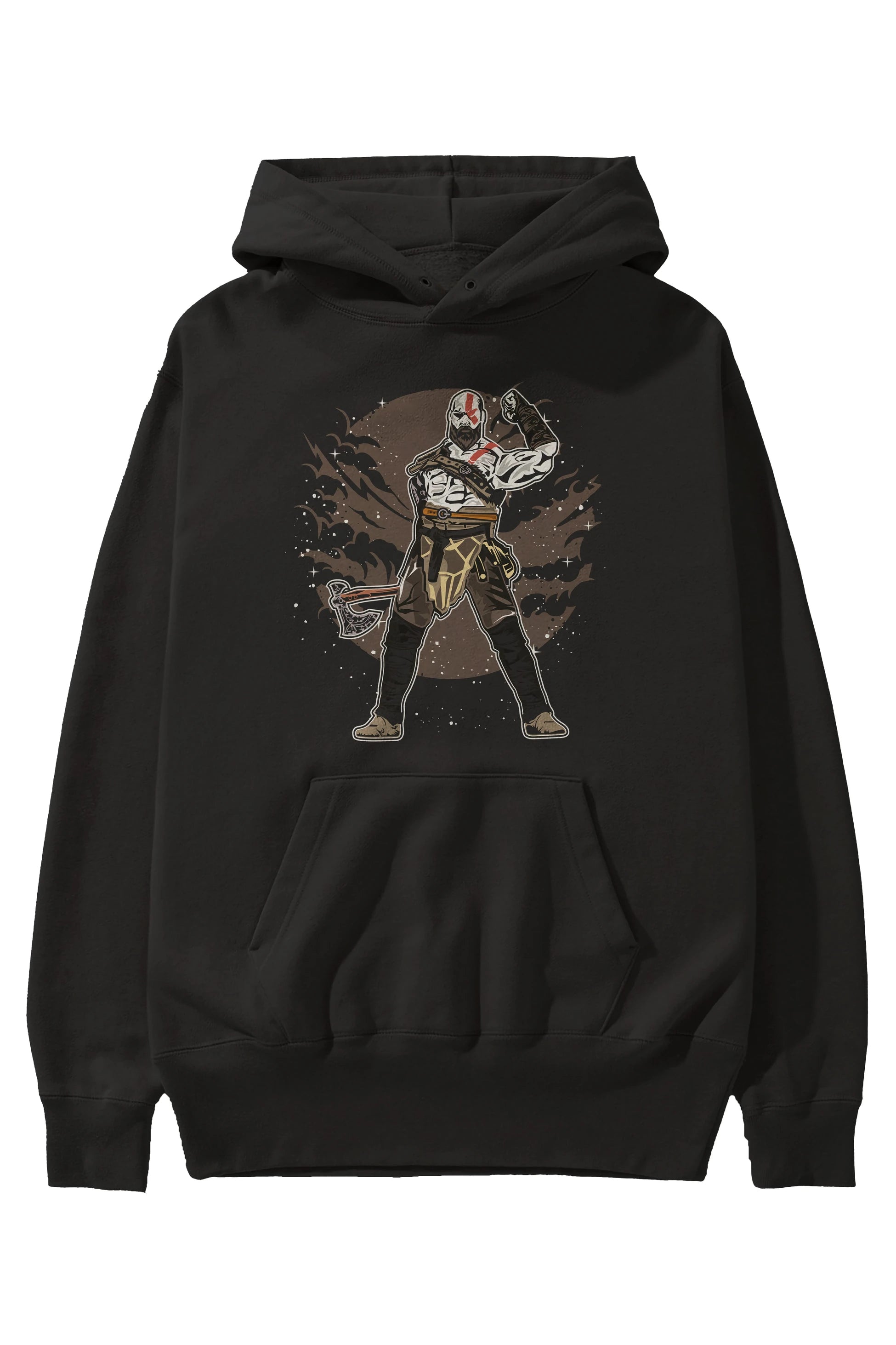 GOD OF WAR Ön Baskılı Hoodie Oversize Kapüşonlu Sweatshirt Erkek Kadın Unisex