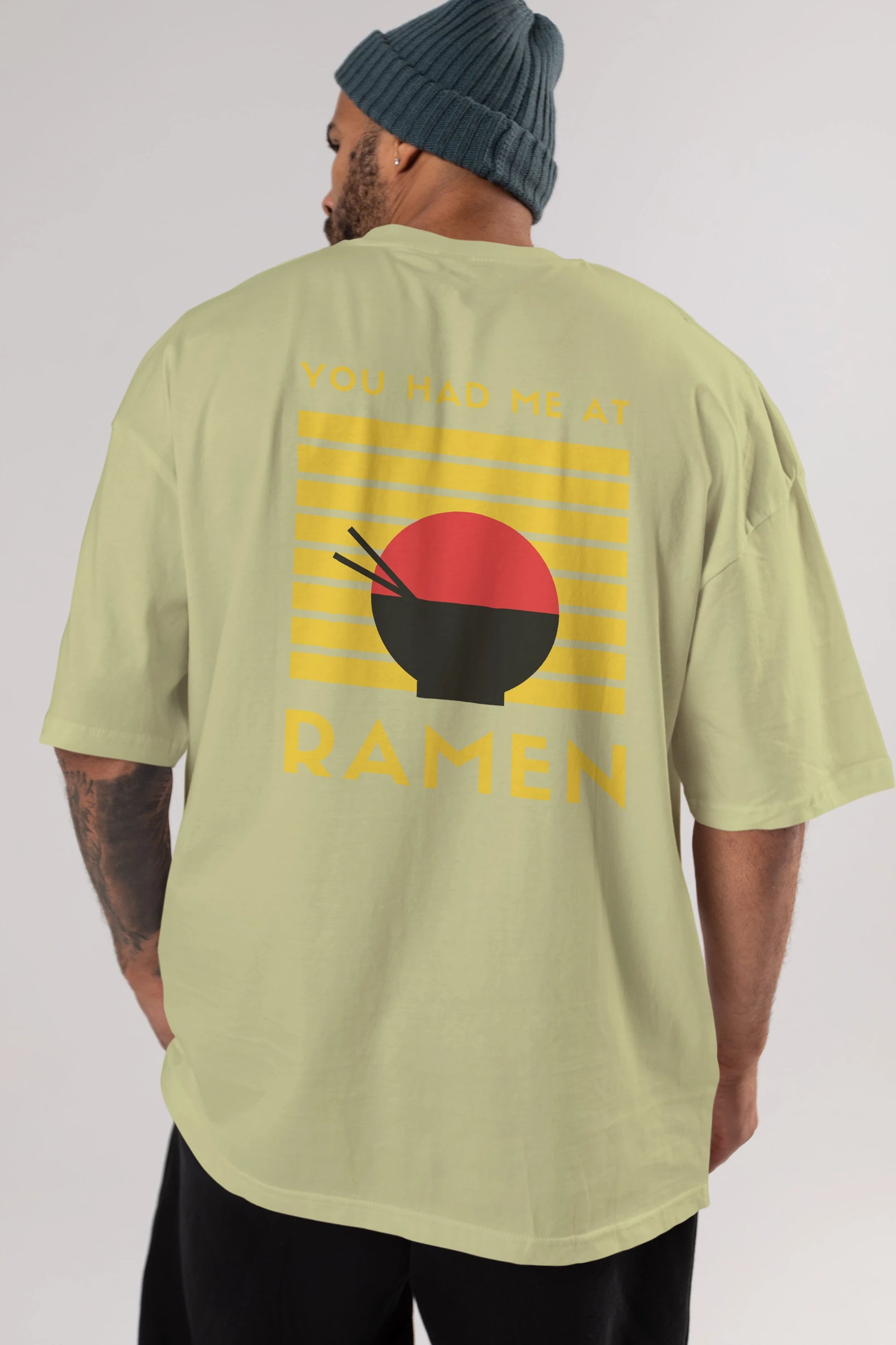 You Had me at Ramen Yazılı Arka Baskılı Oversize t-shirt Erkek Kadın Unisex