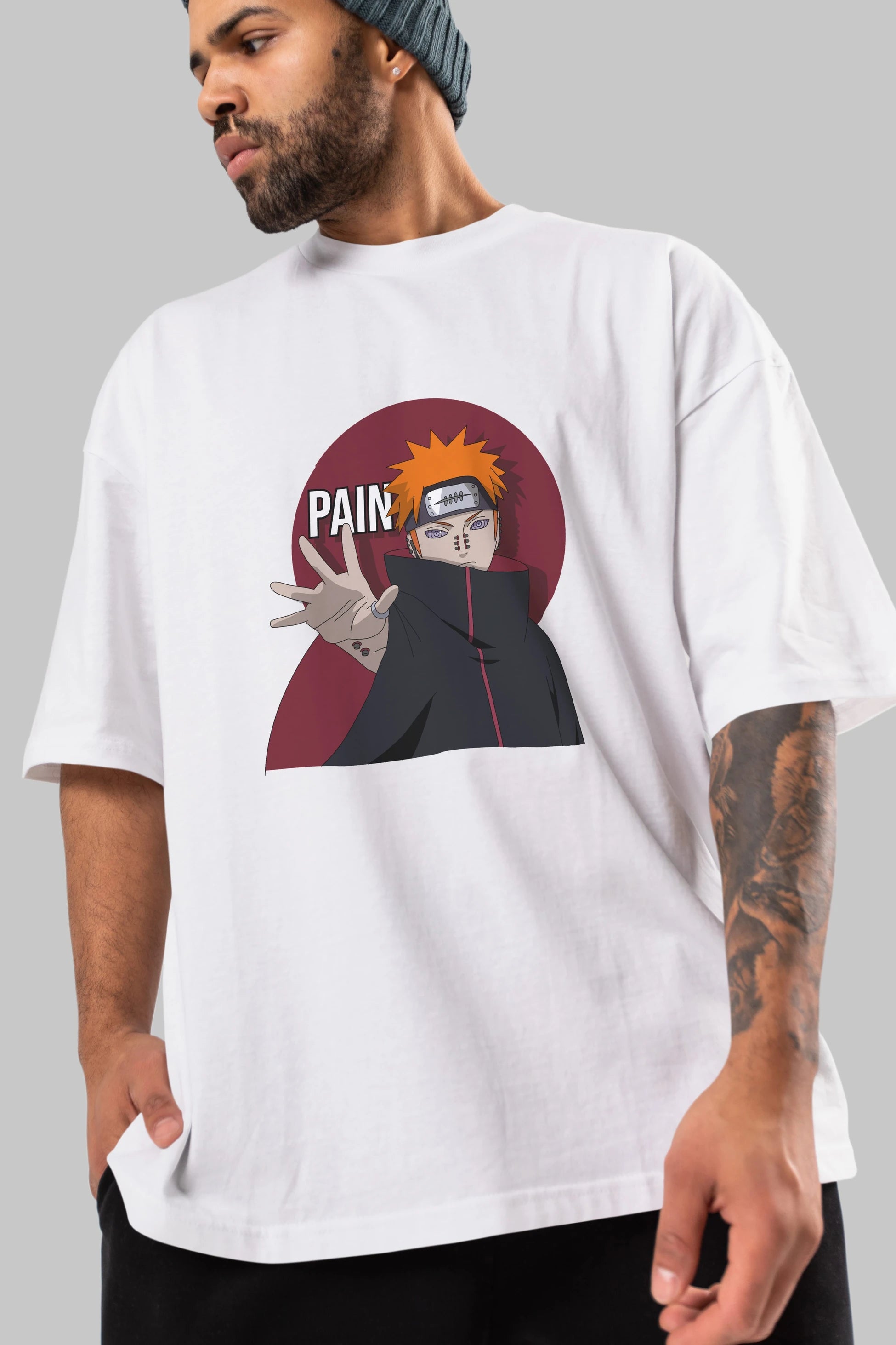PAIN NARUTO Anime Ön Baskılı Oversize t-shirt %100 pamuk Erkek Kadın Unisex
