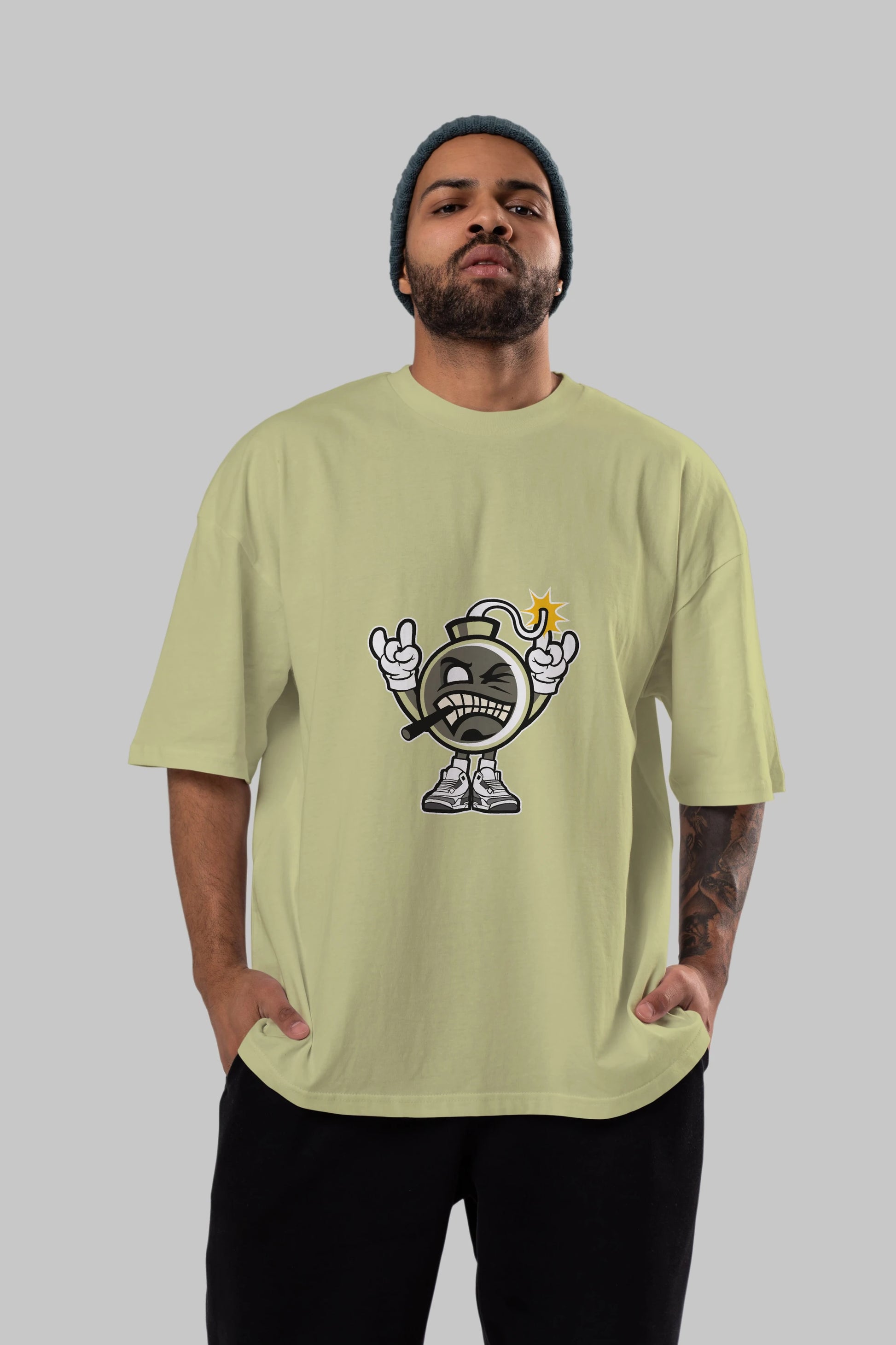 Evil Bomb Ön Baskılı Oversize t-shirt Erkek Kadın Unisex %100 Pamuk tişort