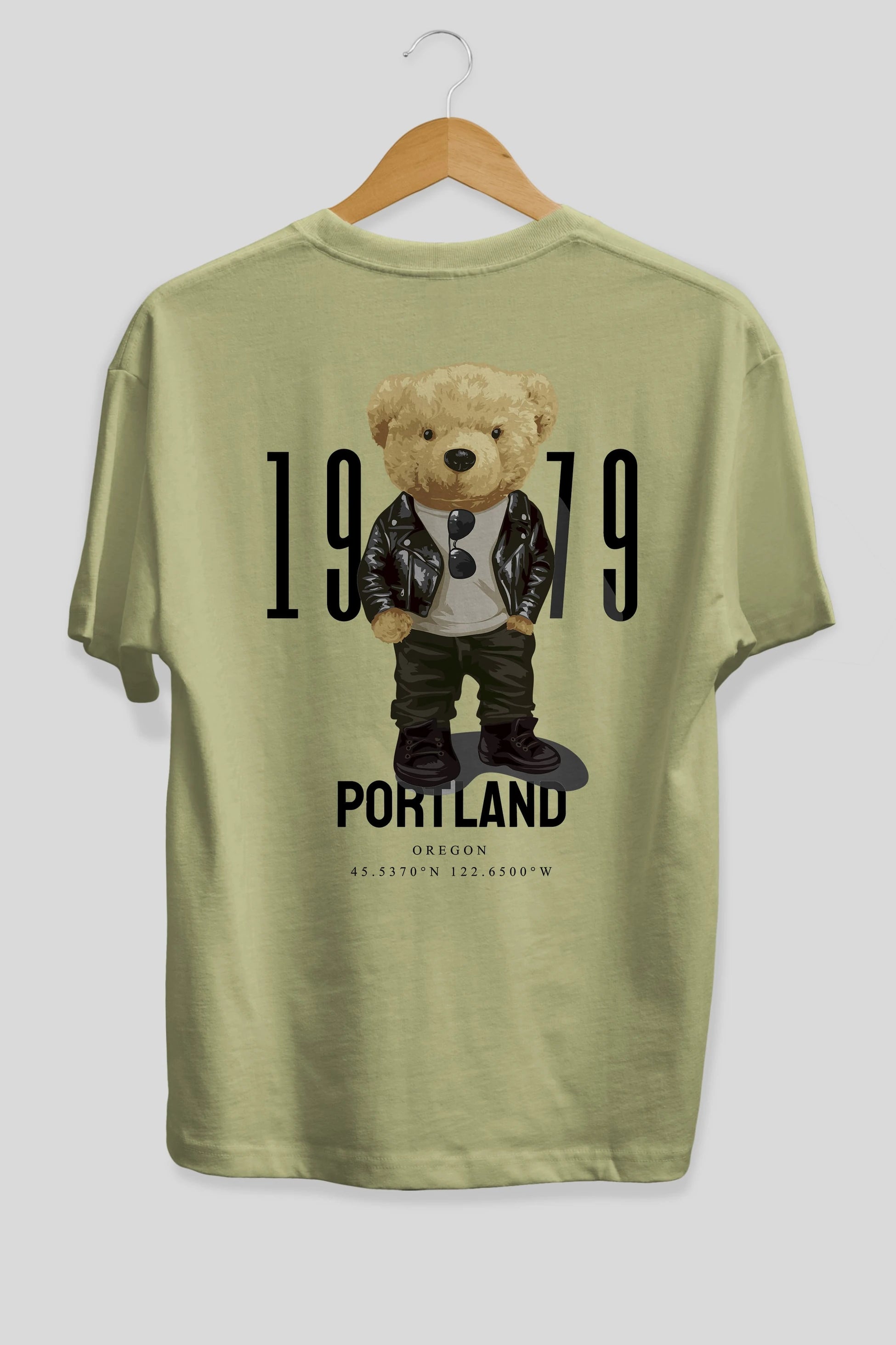 Teddy Bear Portland Arka Baskılı Oversize t-shirt Erkek Kadın Unisex %100 Pamuk