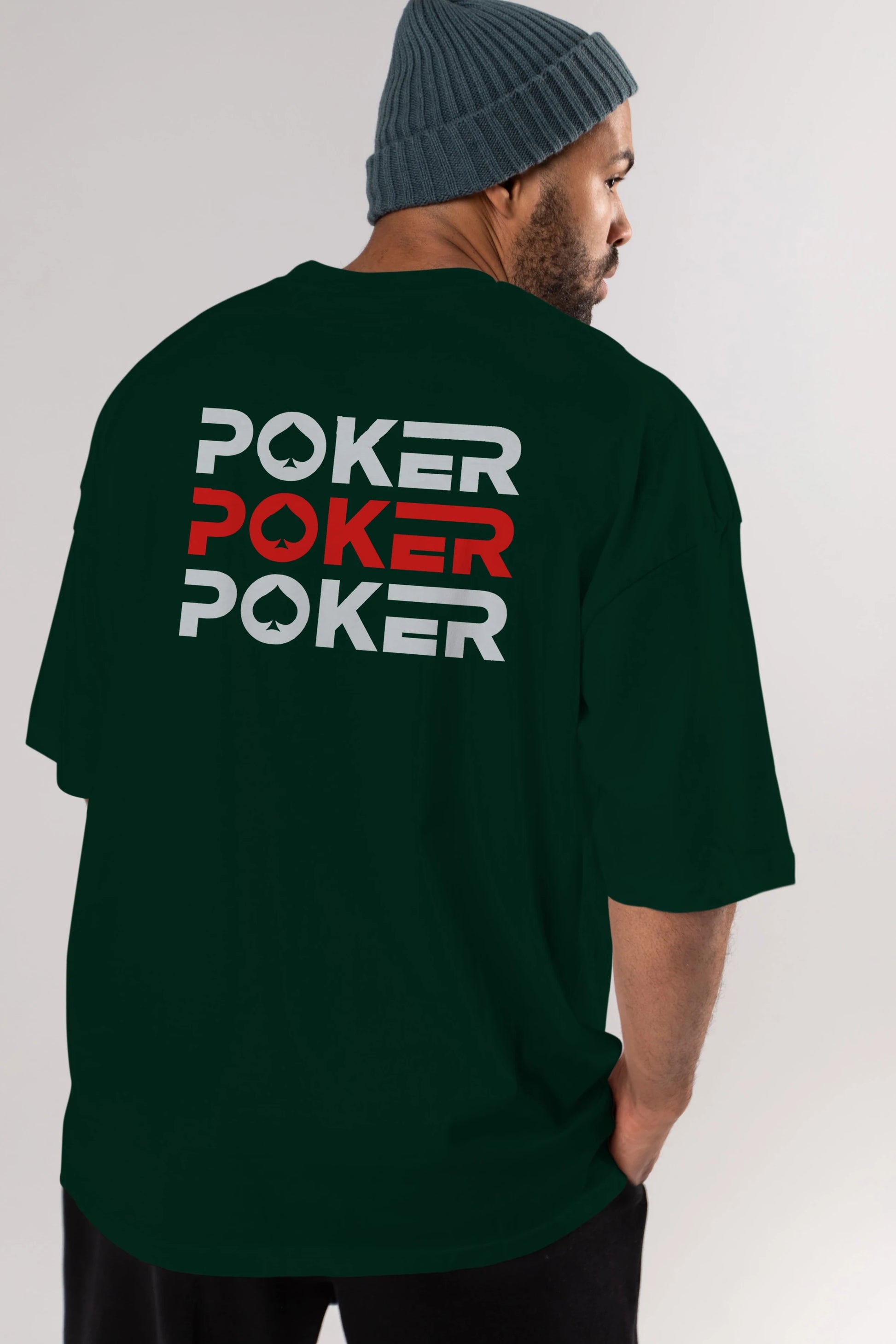 Poker Arka Baskılı Oversize t-shirt Erkek Kadın Unisex