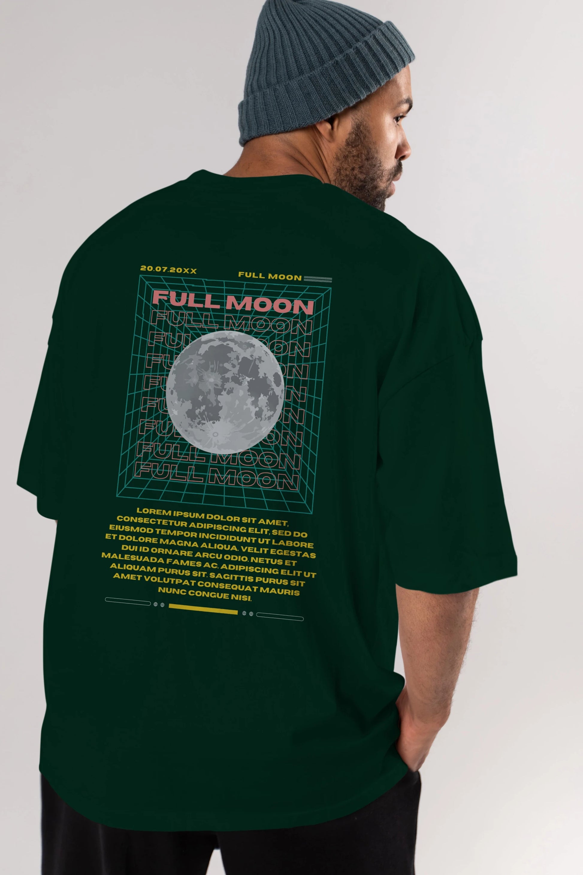 Full Moon Yazılı Arka Baskılı Oversize t-shirt Erkek Kadın Unisex