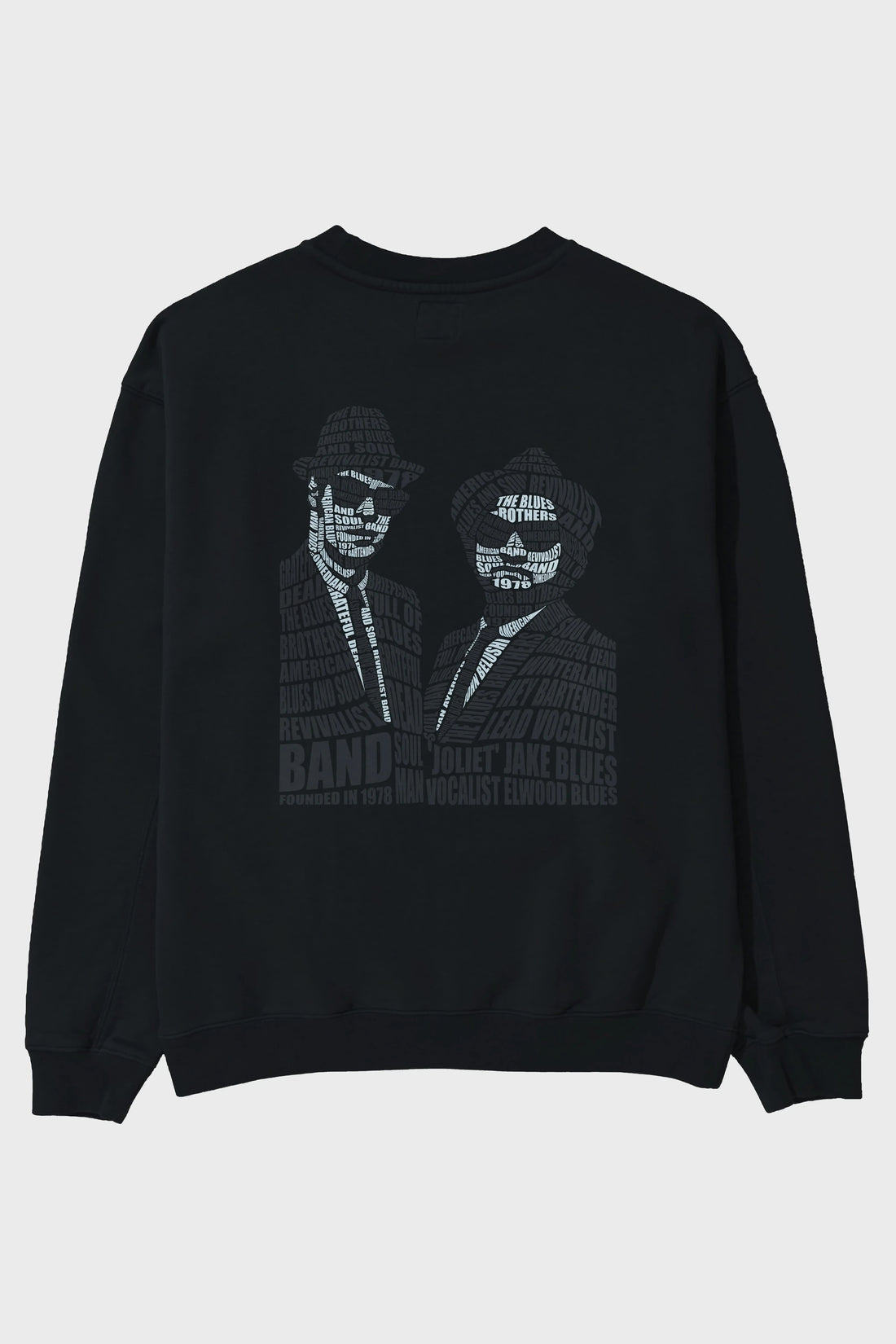 Blues Brothers Calligram Arka Baskılı Oversize Sweatshirt Erkek Kadın Unisex