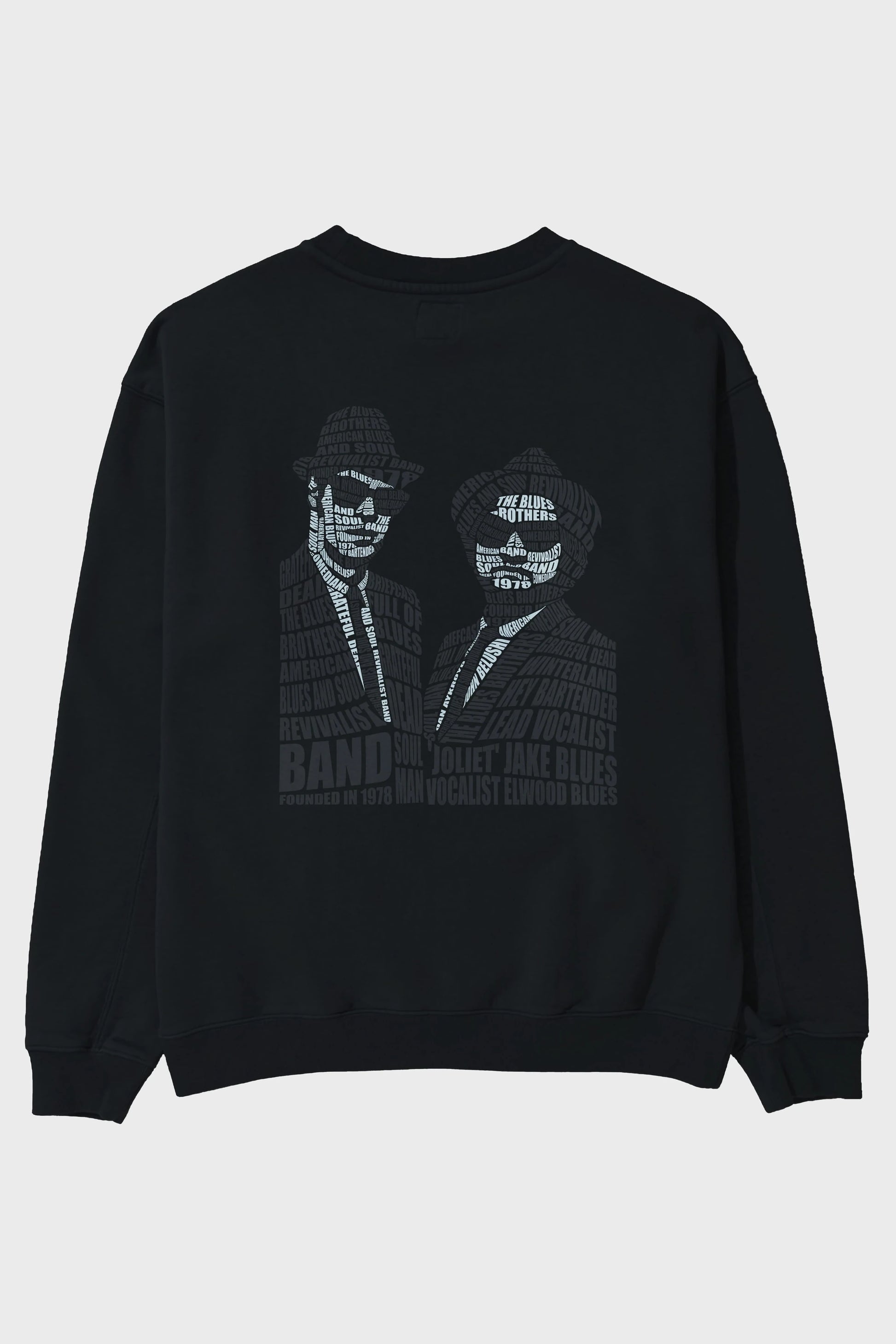 Blues Brothers Calligram Arka Baskılı Oversize Sweatshirt Erkek Kadın Unisex