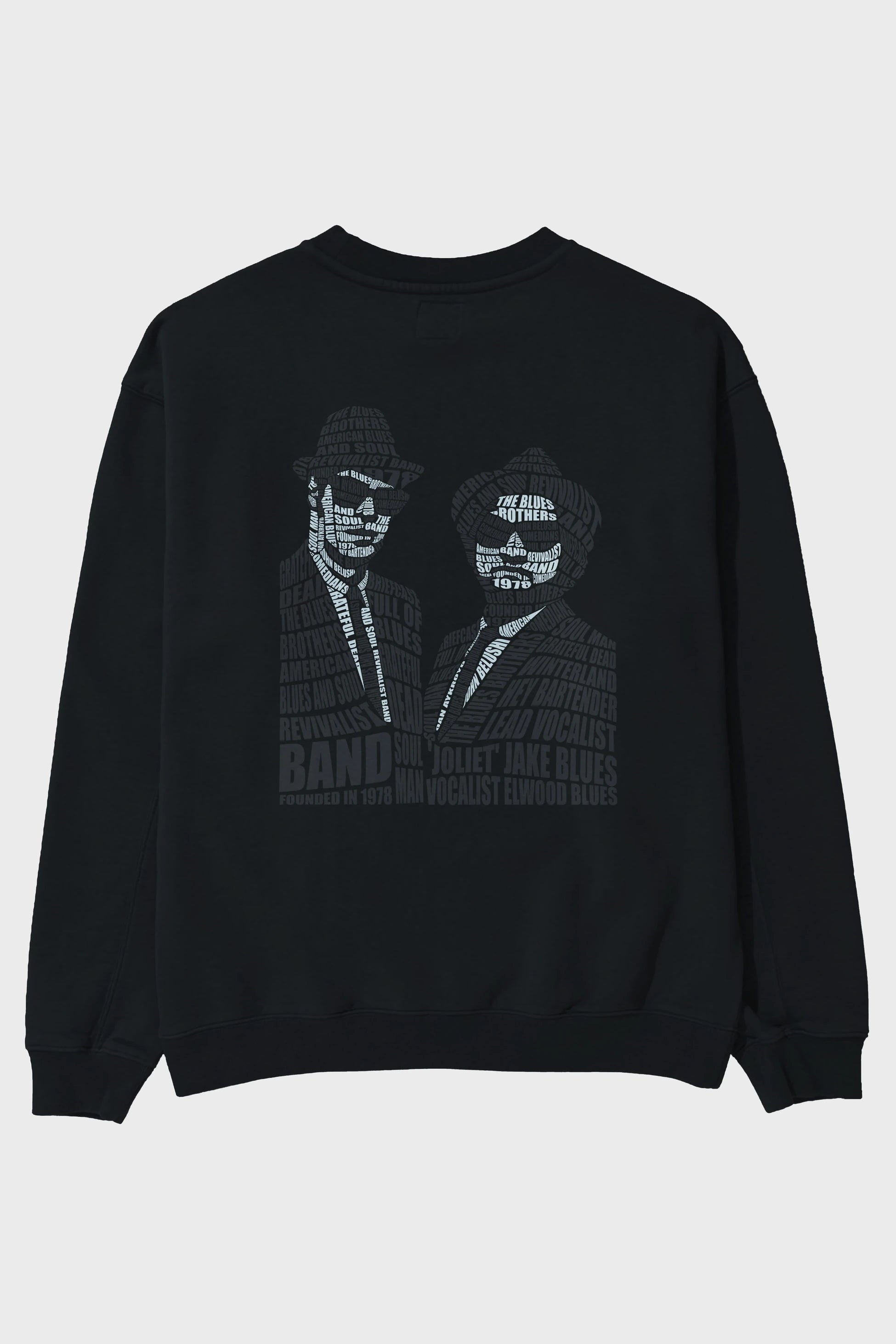 Blues Brothers Calligram Arka Baskılı Oversize Sweatshirt Erkek Kadın Unisex