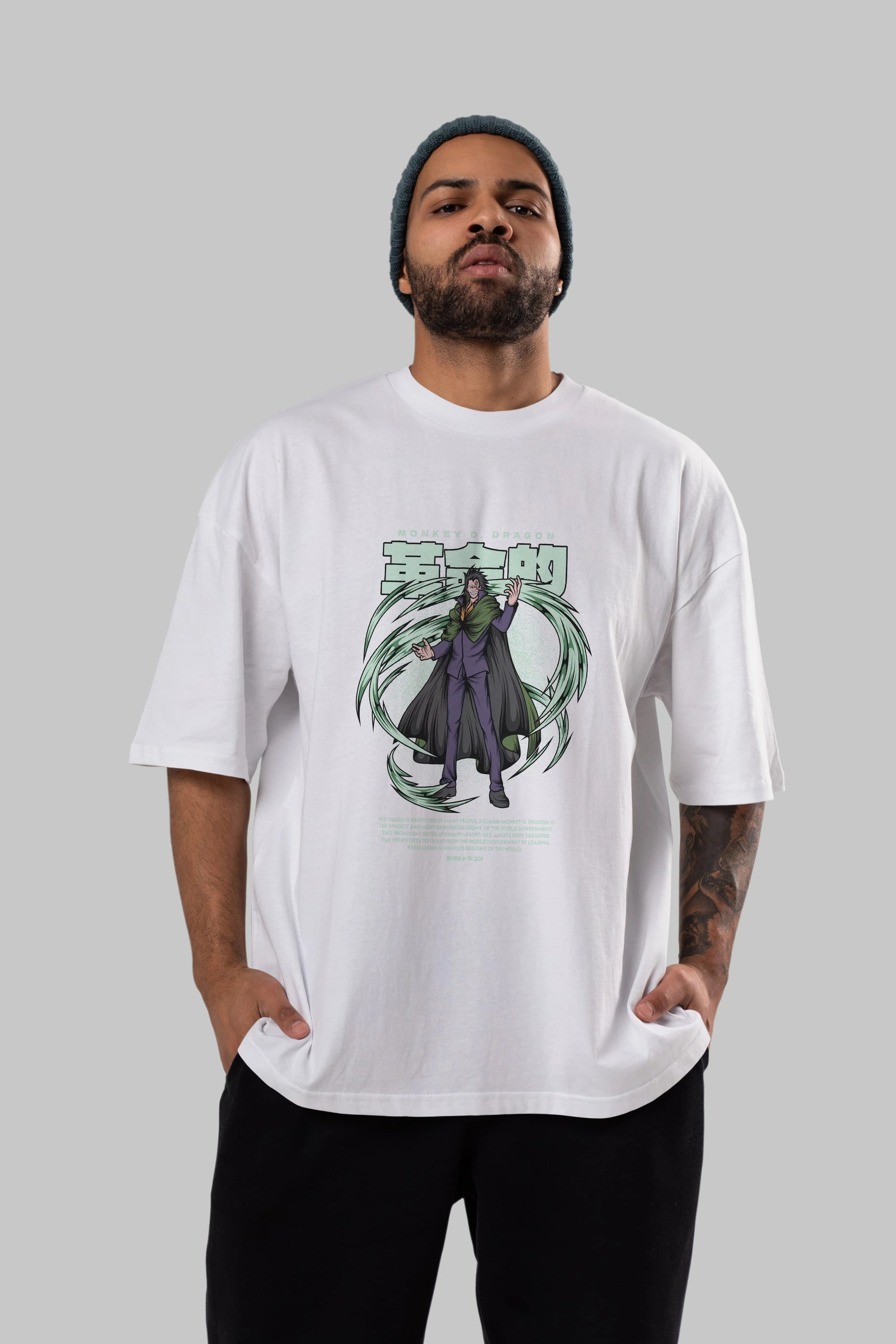 Monkey D. Dragon Anime Ön Baskılı Oversize t-shirt %100 pamuk Erkek Kadın Unisex