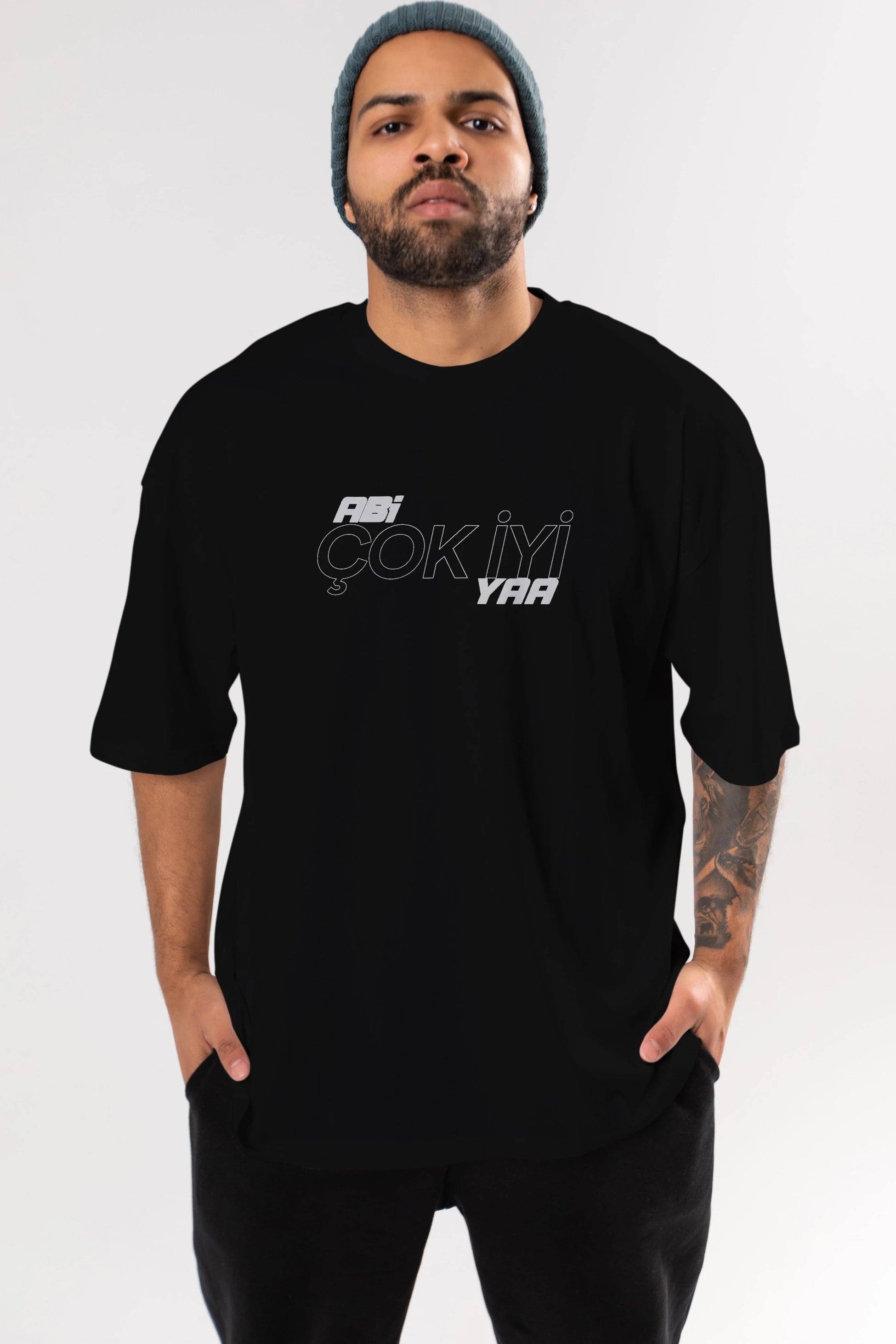 Abi Çok İyi Ya Ön Baskılı Oversize t-shirt %100 pamuk Erkek Kadın Unisex