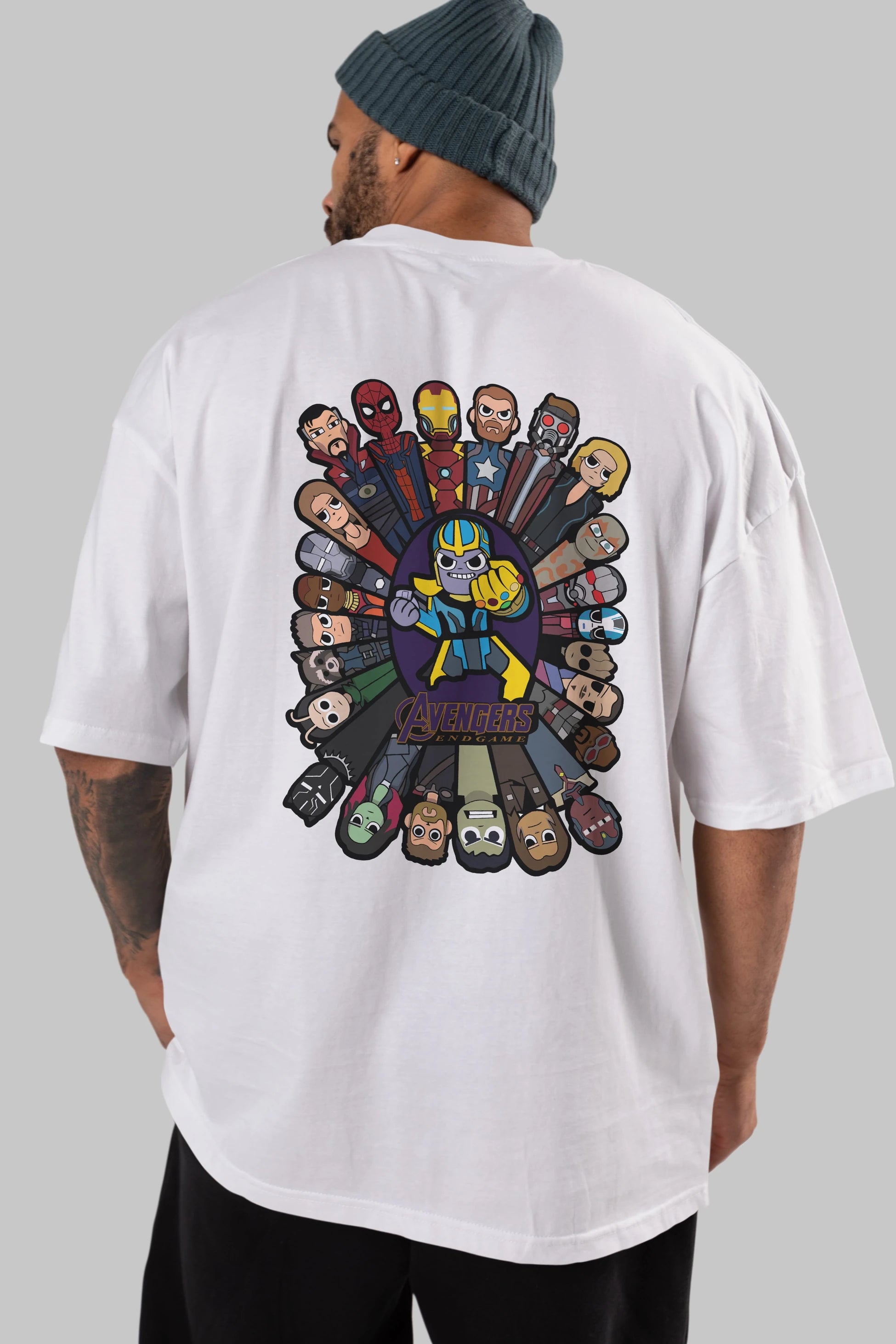 The Avengers (2) Arka Baskılı Oversize t-shirt Erkek Kadın Unisex %100 Pamuk Bisiklet Yaka tişort
