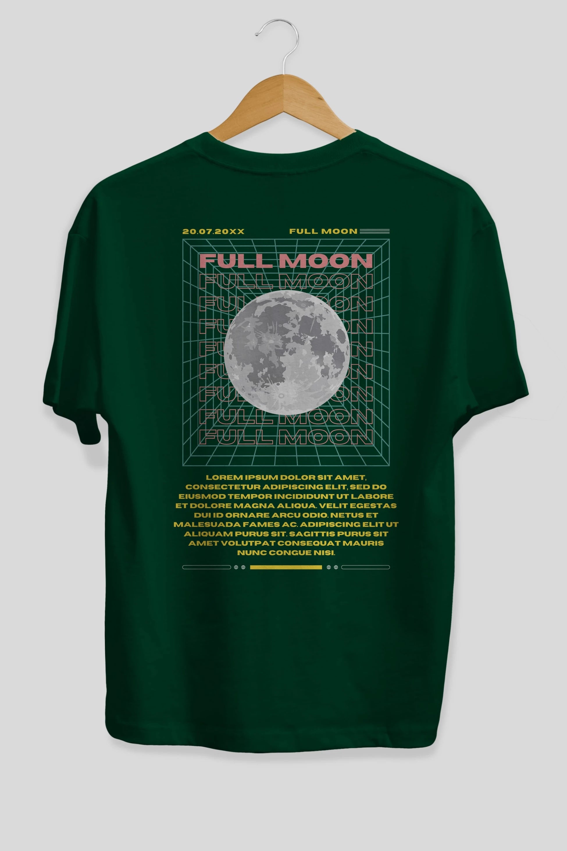 Full Moon Yazılı Arka Baskılı Oversize t-shirt Erkek Kadın Unisex