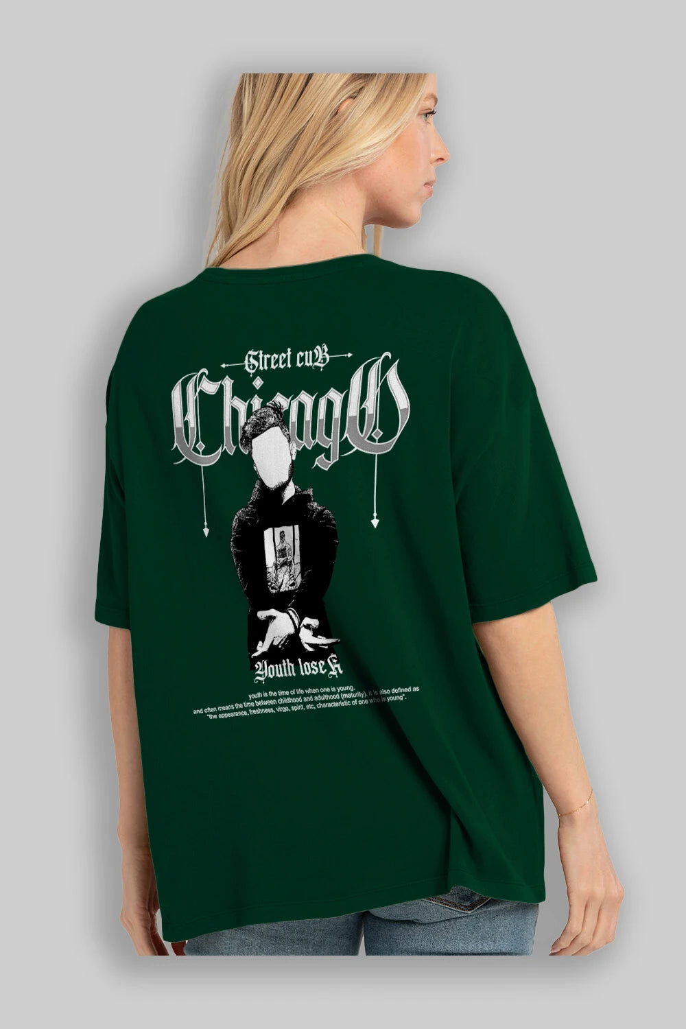 Chicago Street Club Arka Baskılı Oversize t-shirt Erkek Kadın Unisex