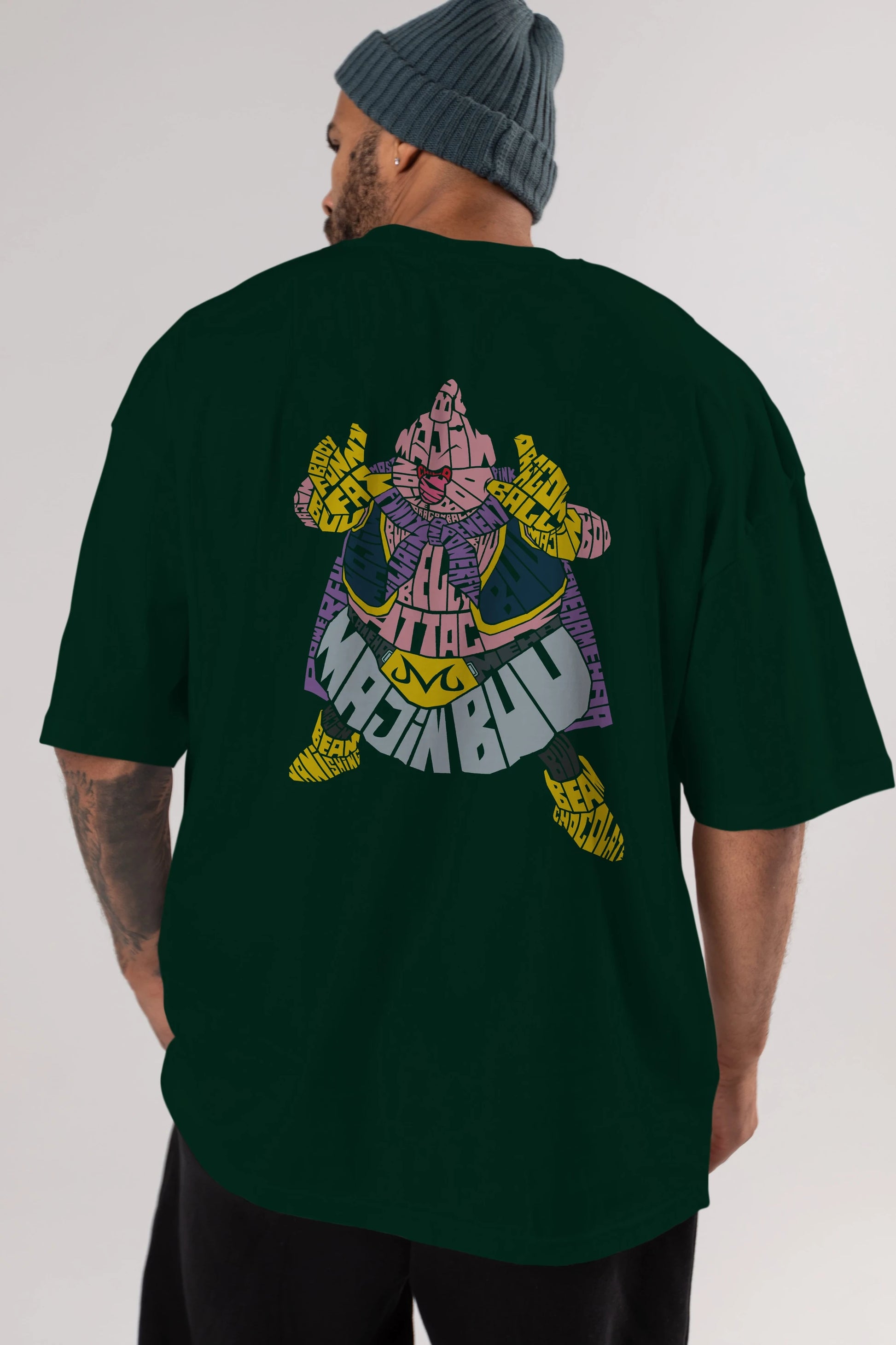 Majin Buu Arka Baskılı Oversize t-shirt %100 pamuk Erkek Kadın Unisex