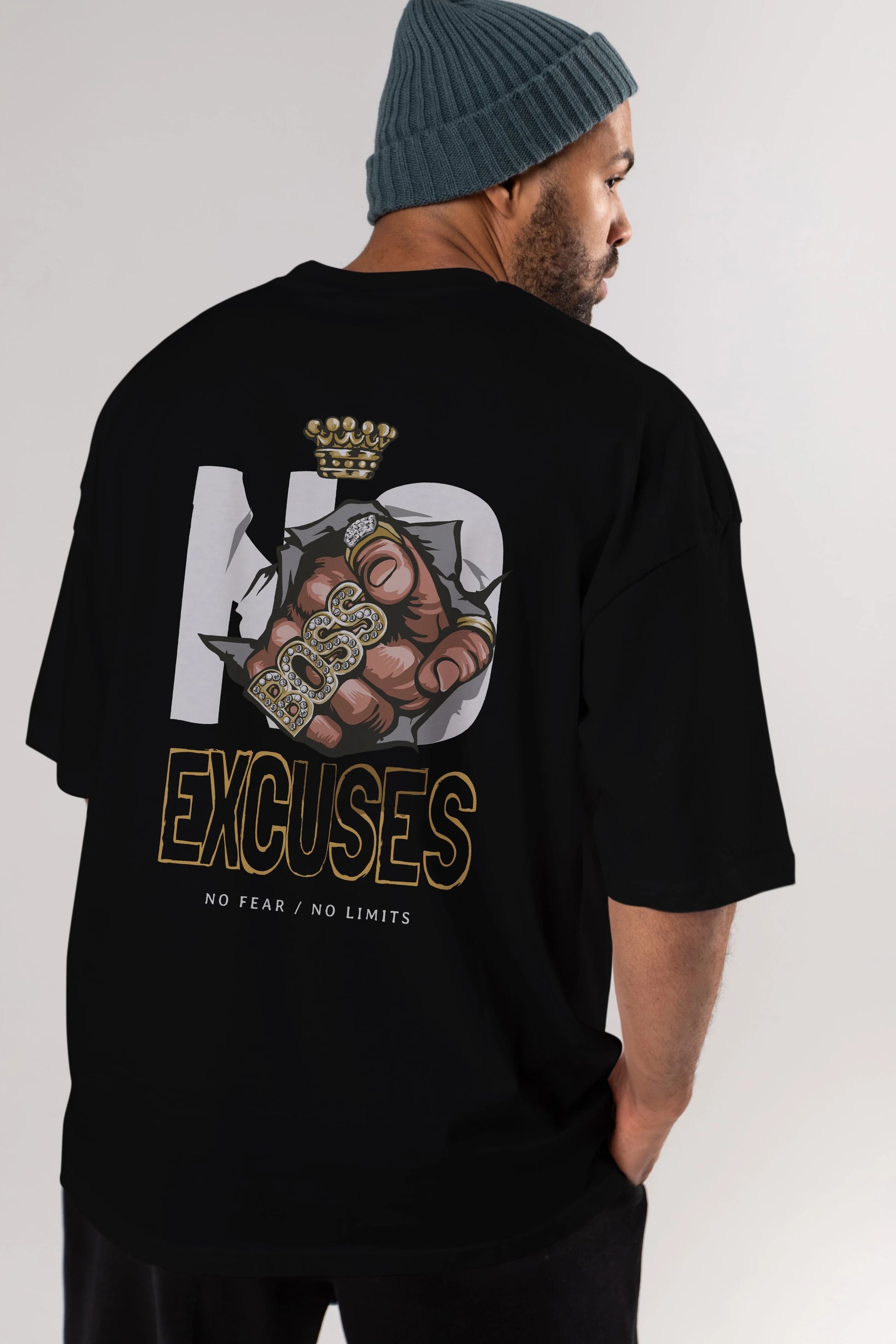 No Excuses Arka Baskılı Oversize t-shirt Erkek Kadın Unisex