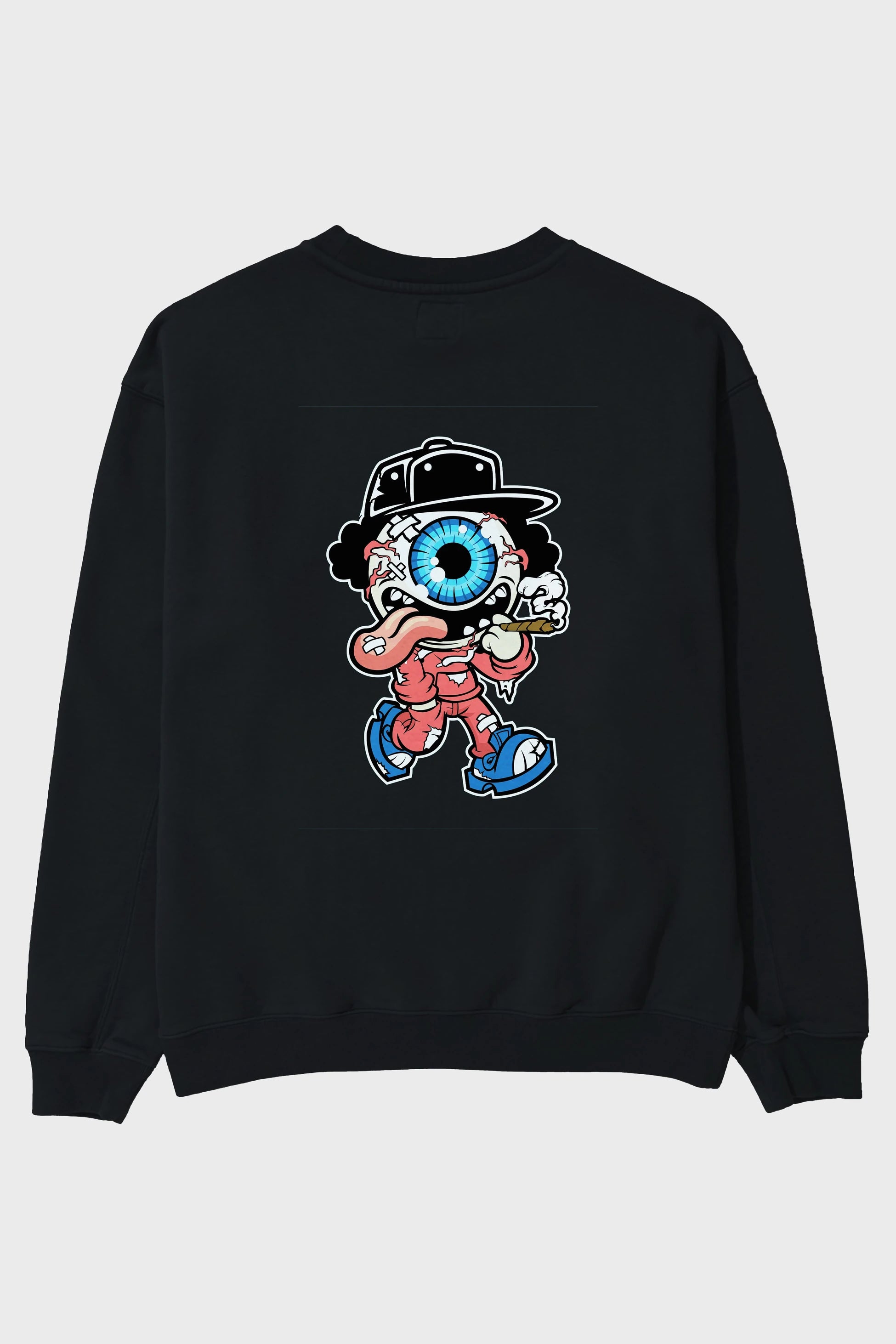 Eyeball Monster Arka Baskılı Oversize Sweatshirt Erkek Kadın Unisex