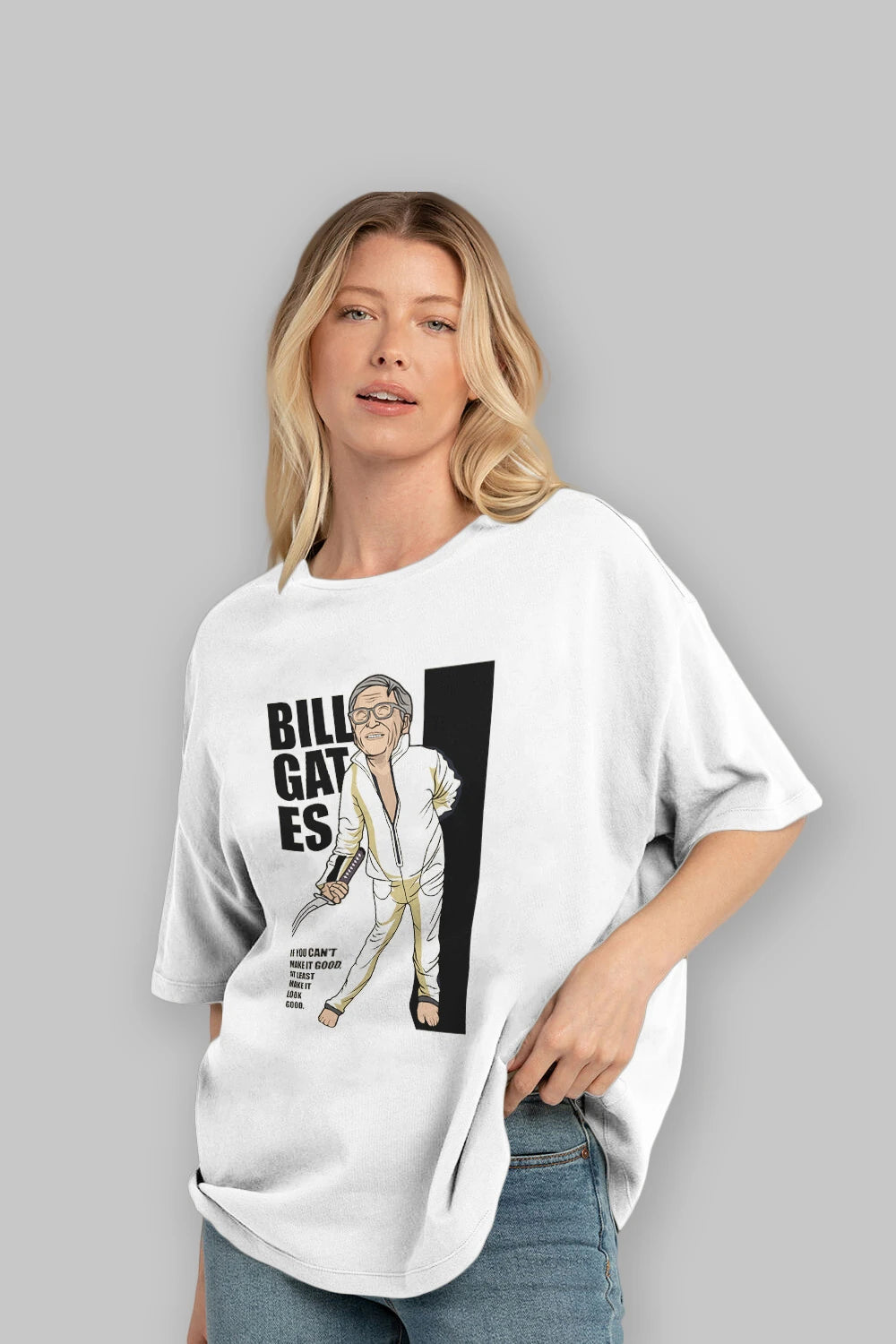 Bill Gates Ön Baskılı Oversize t-shirt Erkek Kadın Unisex %100 Pamuk tişort