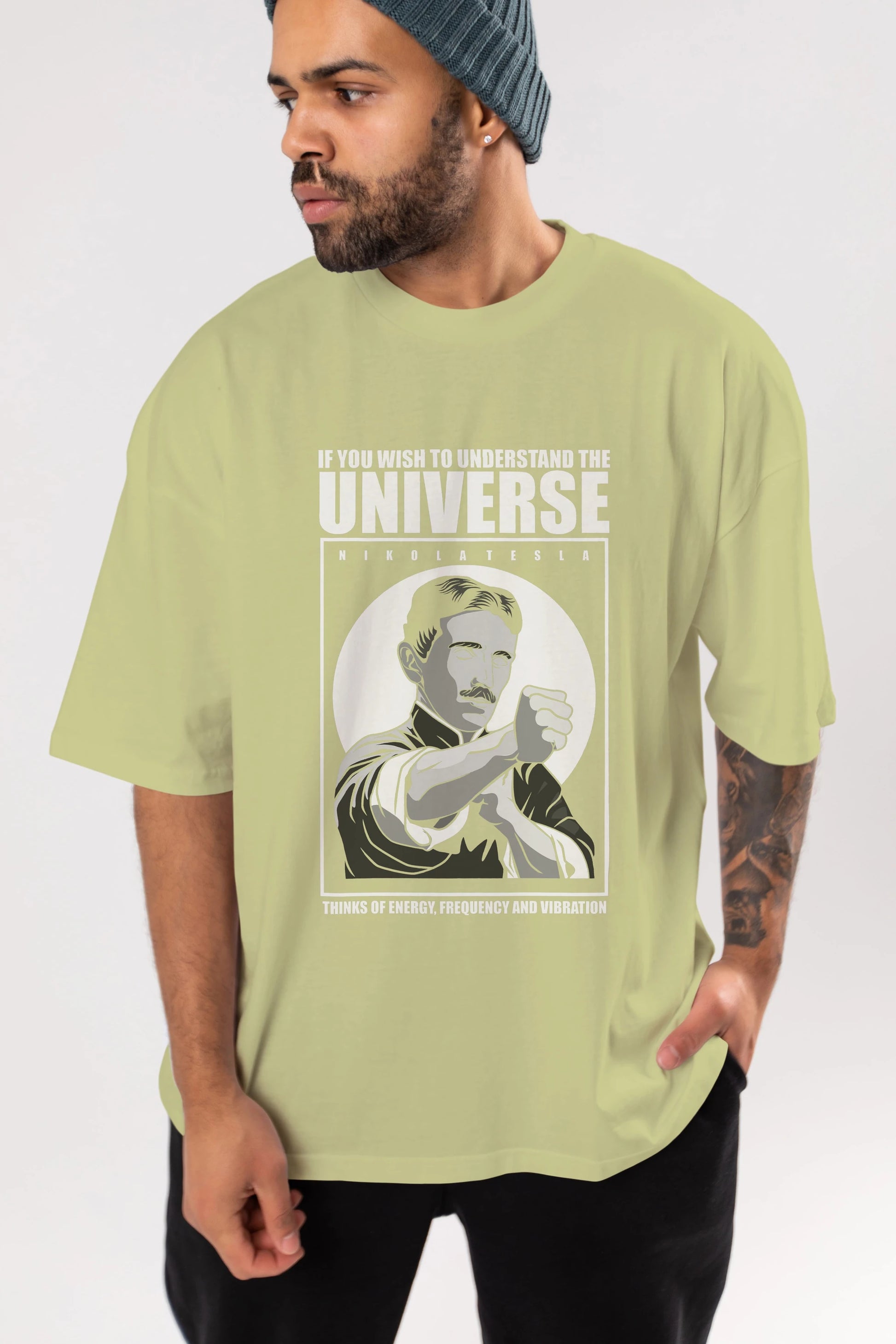 Nicola Tesla Ip Man Ön Baskılı Oversize t-shirt Erkek Kadın Unisex %100 Pamuk tişort