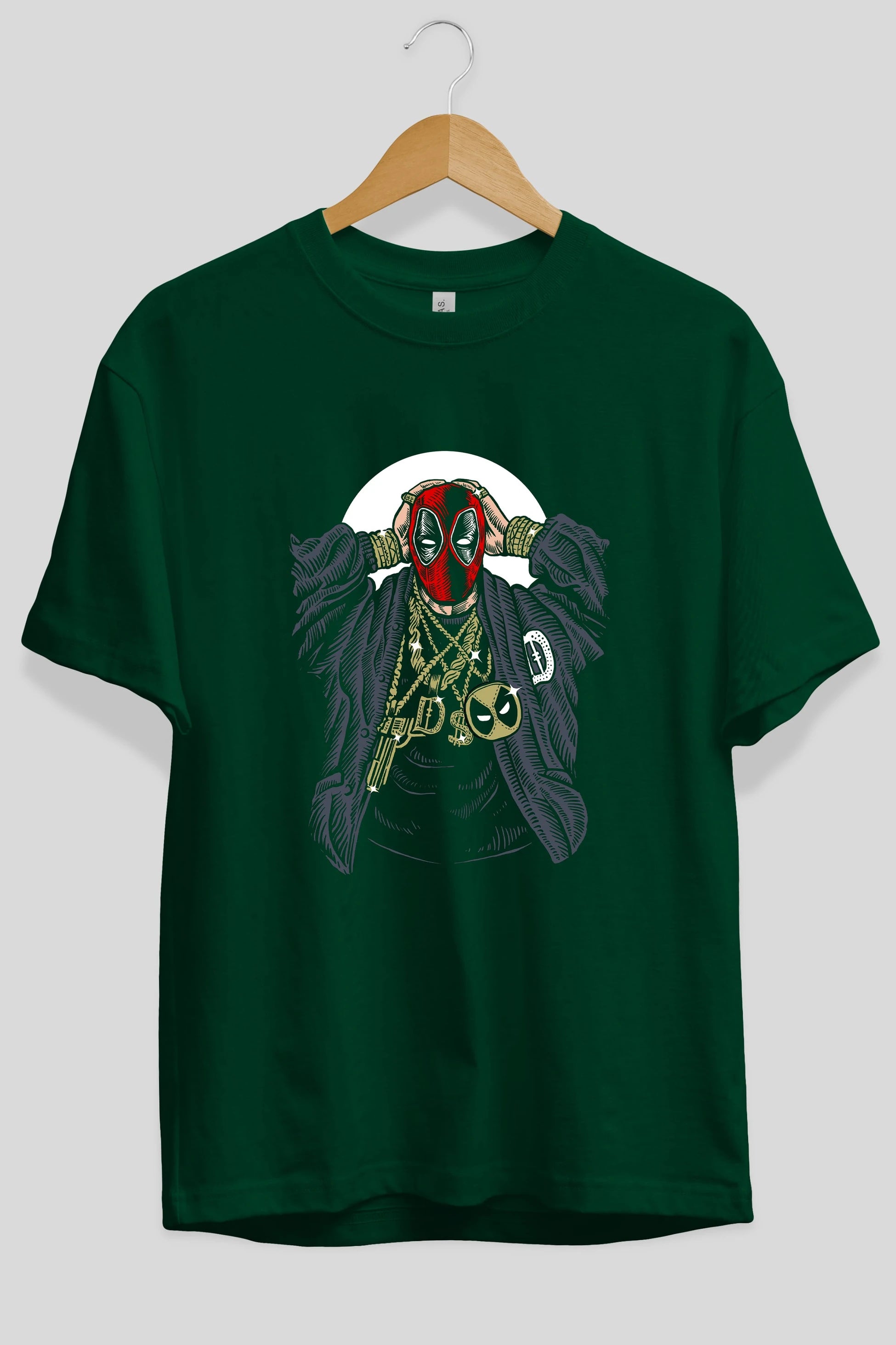 Deadpool Gangsta Ön Baskılı Oversize t-shirt Erkek Kadın Unisex %100 Pamuk tişort