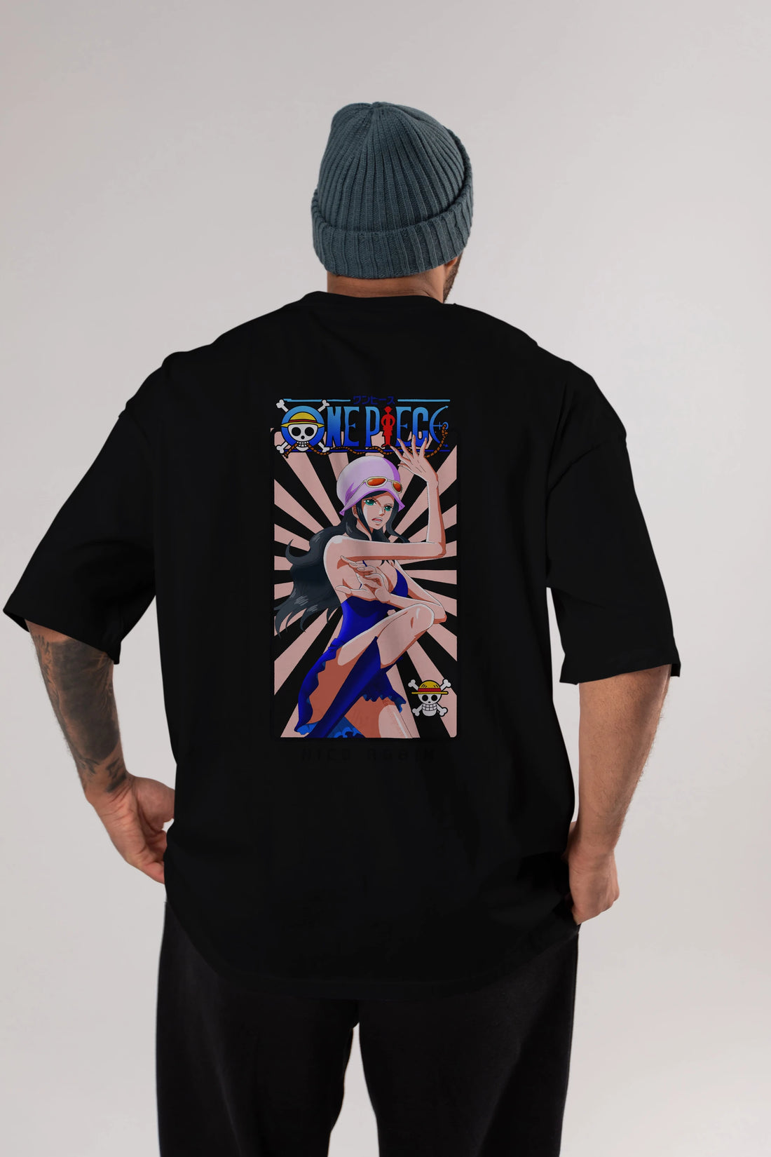 Nico Robin Anime Arka Baskılı Oversize t-shirt Erkek Kadın Unisex %100 pamuk tişort