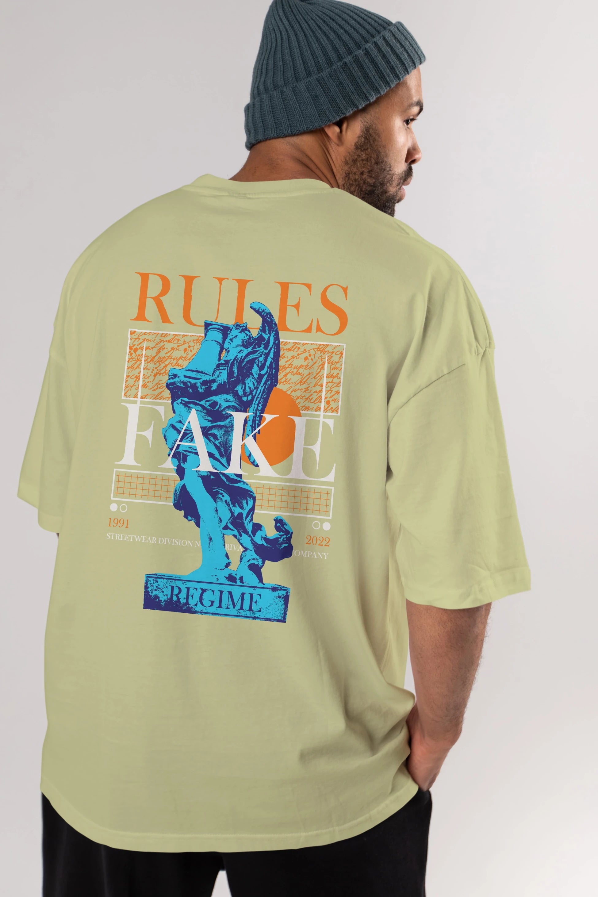 Rules Fake Arka Baskılı Oversize t-shirt Erkek Kadın Unisex