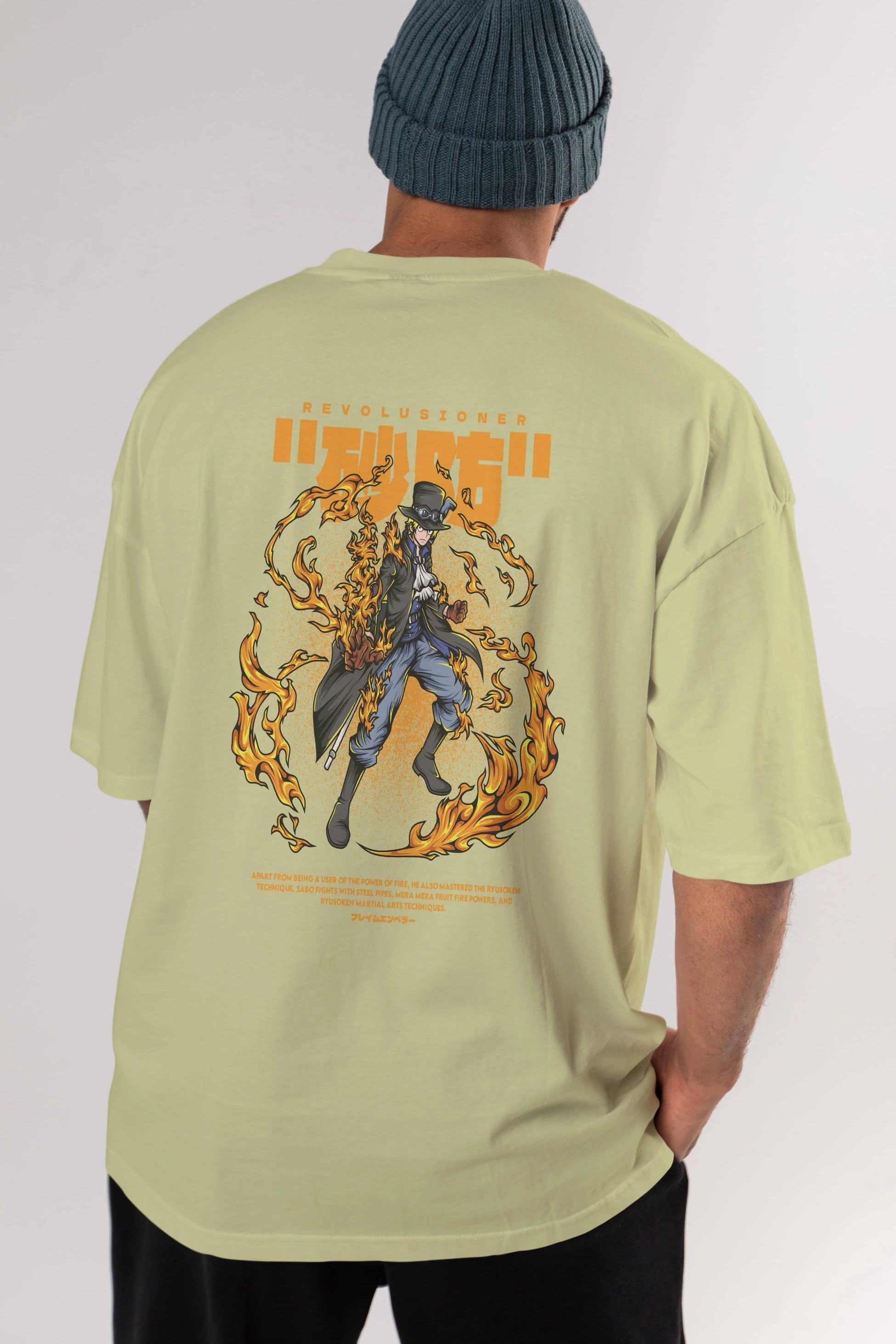 Revolusioner Sabo Anime Arka Baskılı Oversize t-shirt Erkek Kadın Unisex