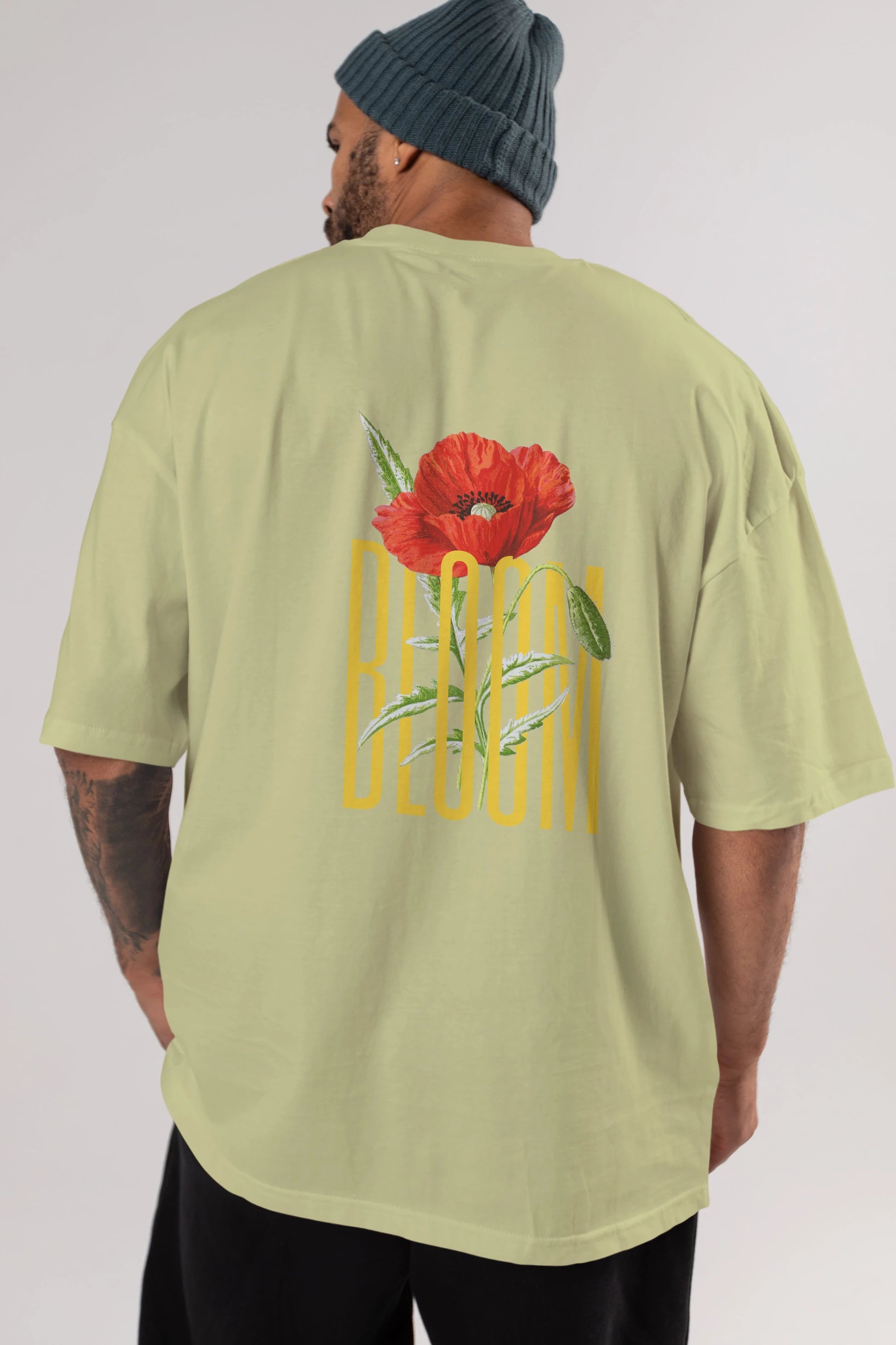 Bloom Flower Arka Baskılı Oversize t-shirt Erkek Kadın Unisex