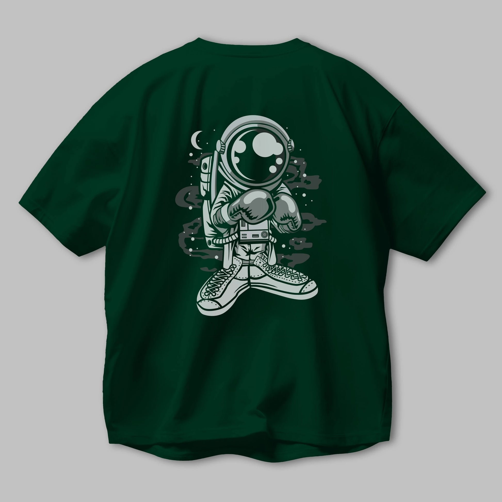 Astronaut Boxer Arka Baskılı Oversize t-shirt Erkek Kadın Unisex
