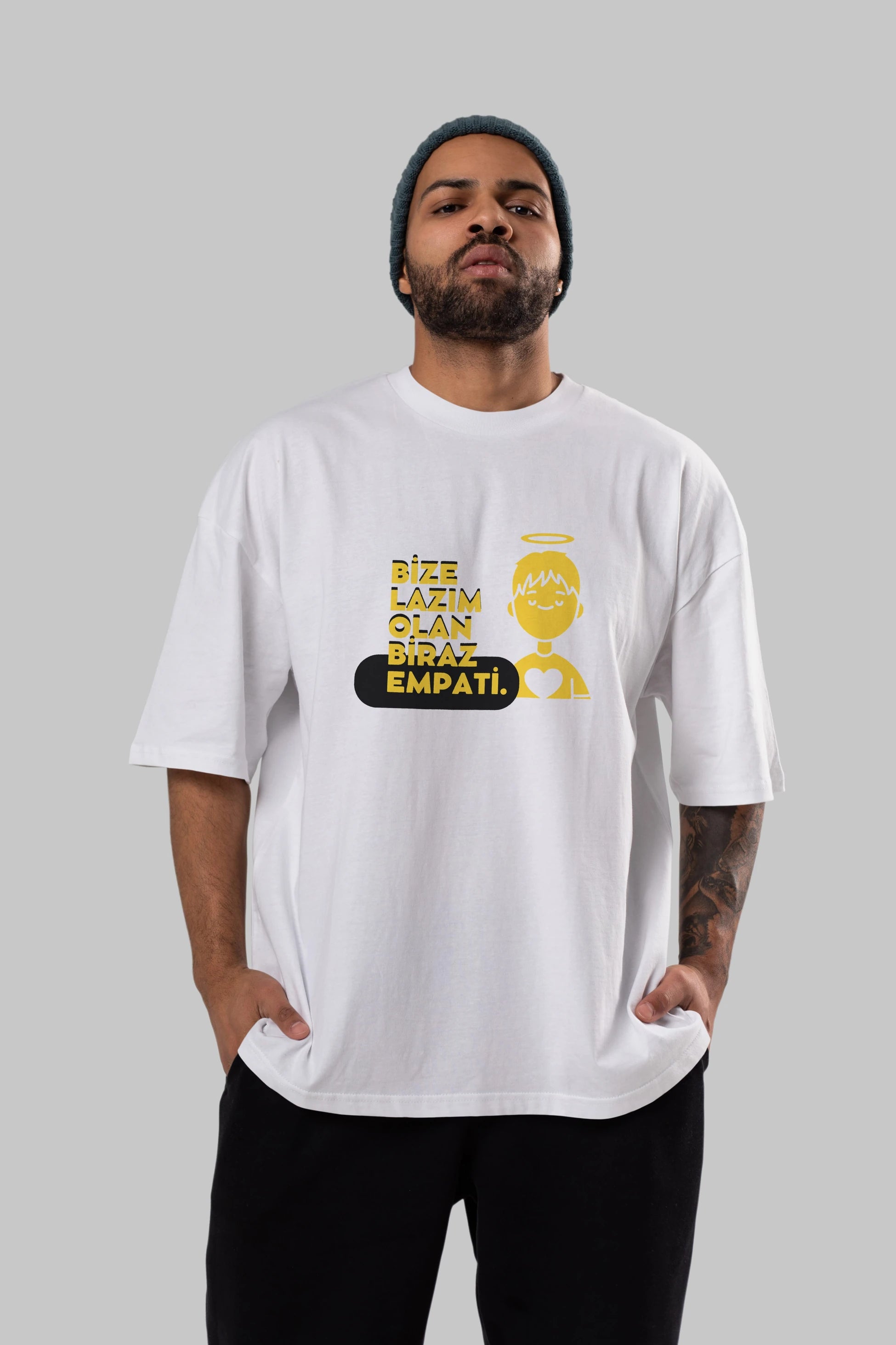 Bize Lazım Olan Biraz Empati Ön Baskılı Oversize t-shirt Erkek Kadın Unisex