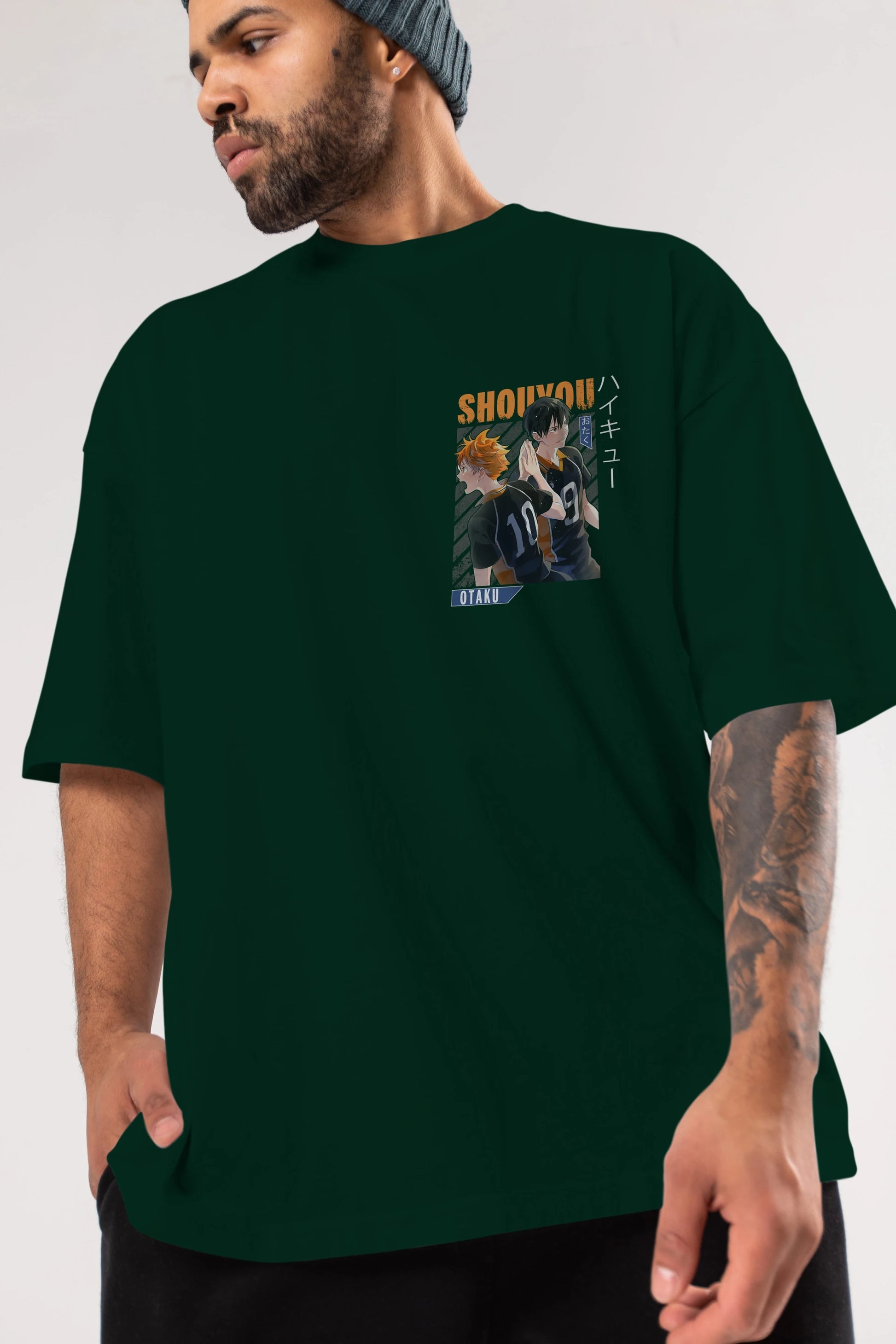 Shouyou Hinata 12 Ön Sol Baskılı Oversize t-shirt Erkek Kadın Unisex %100 Pamuk Bisiklet Yaka tişort
