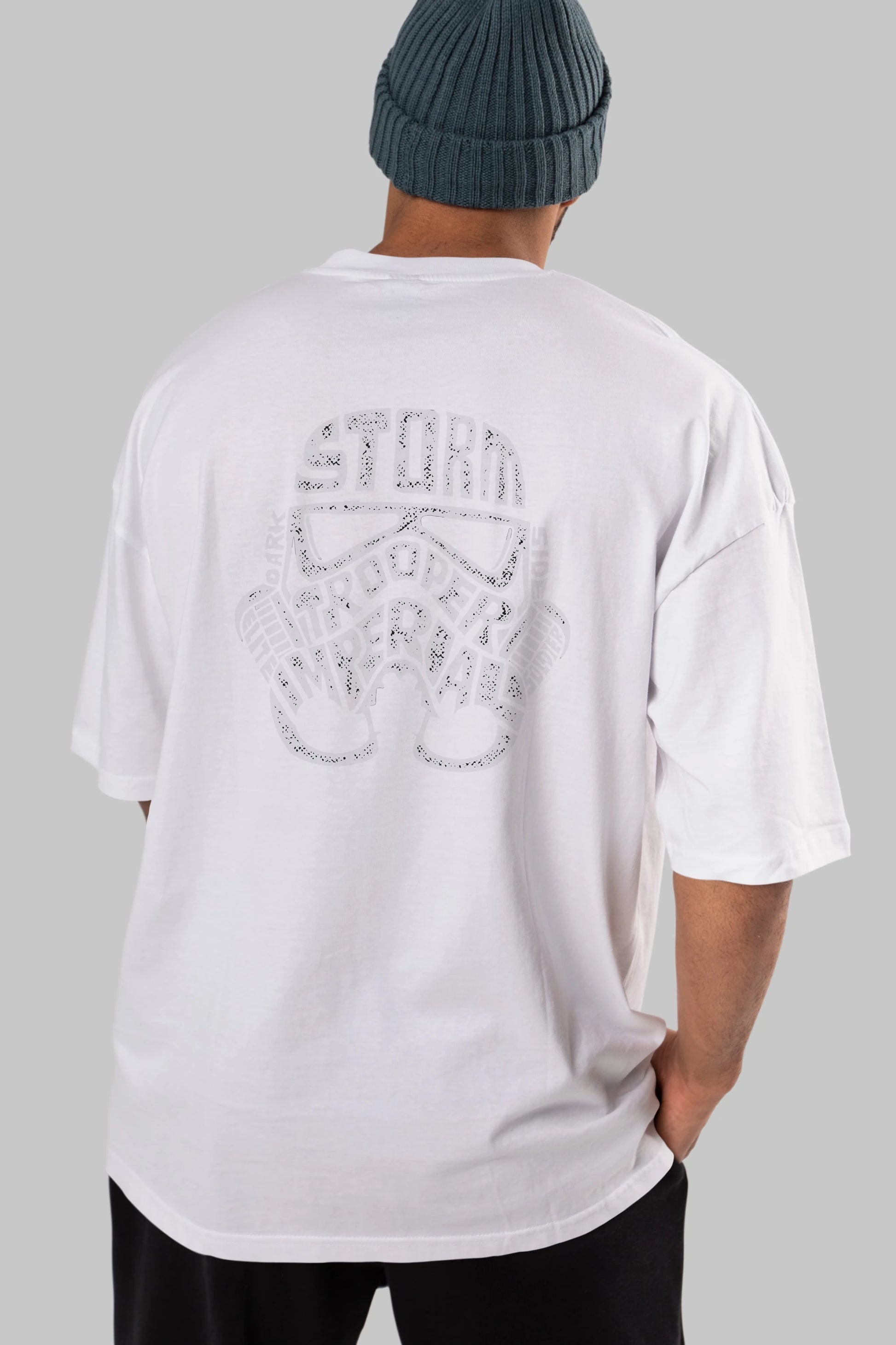 Storm Trooper Arka Baskılı Oversize t-shirt %100 pamuk Erkek Kadın Unisex