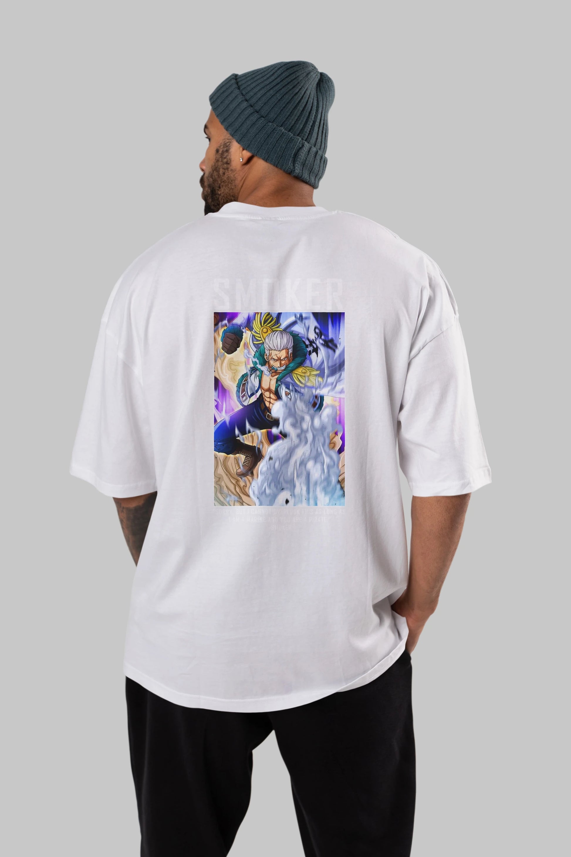 Smoker Anime Arka Baskılı Oversize t-shirt Erkek Kadın Unisex %100 pamuk tişort