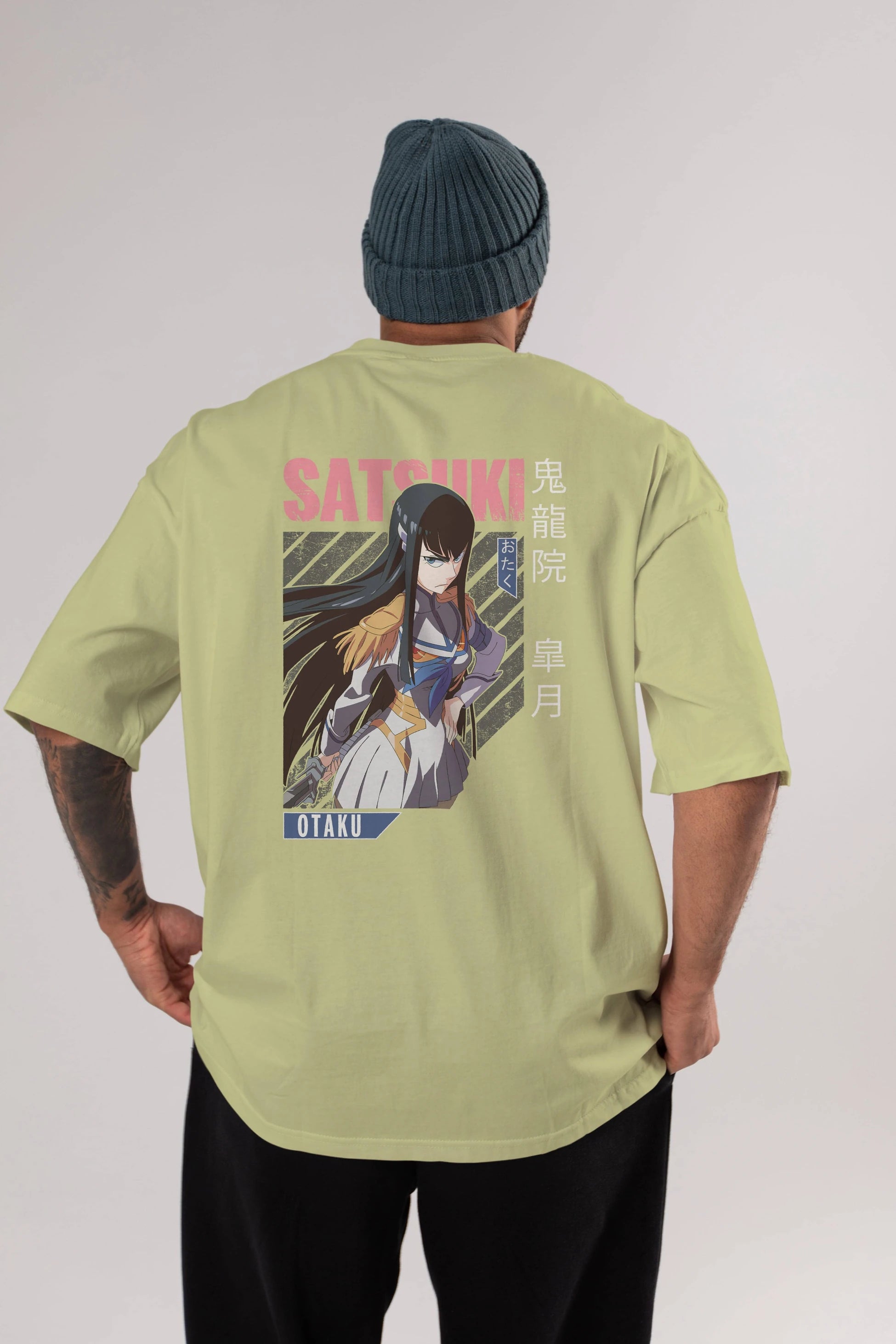 Satsuki Kiryuuin 8 Anime Arka Baskılı Oversize t-shirt Erkek Kadın Unisex