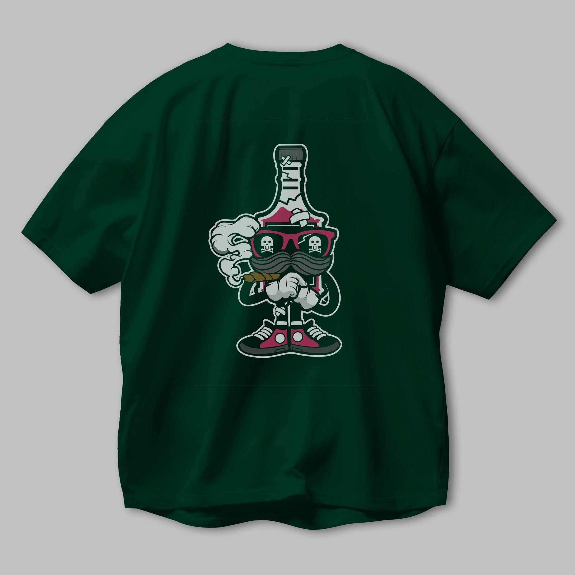 Vodka Bottle Arka Baskılı Oversize t-shirt Erkek Kadın Unisex %100 Pamuk tişort