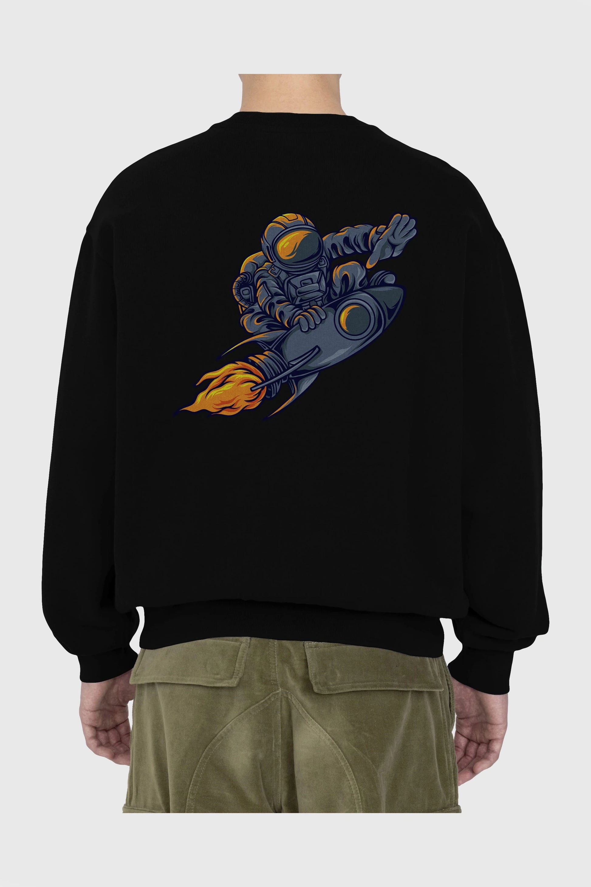 Astrocket Illustration Tshirt Arka Baskılı Oversize Sweatshirt Erkek Kadın Unisex