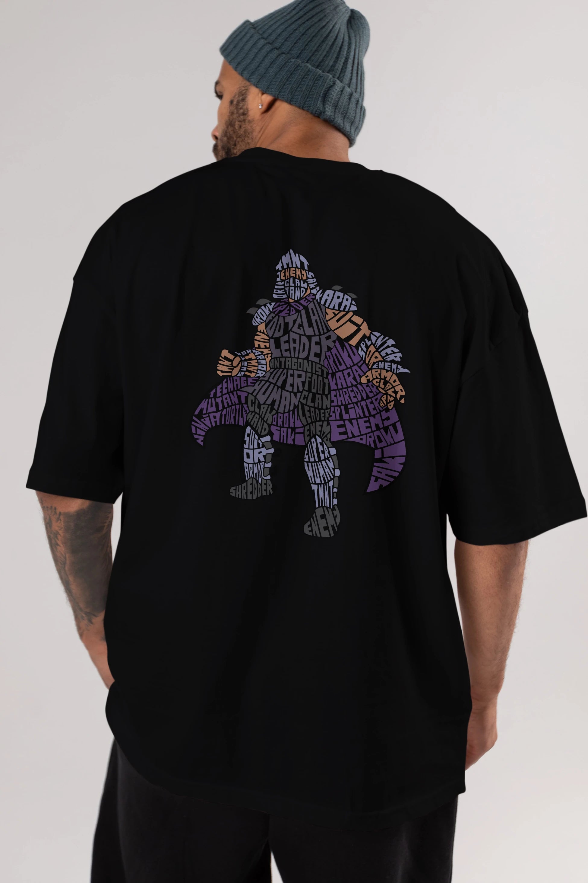 Foot Clan Leader Arka Baskılı Oversize t-shirt %100 pamuk Erkek Kadın Unisex