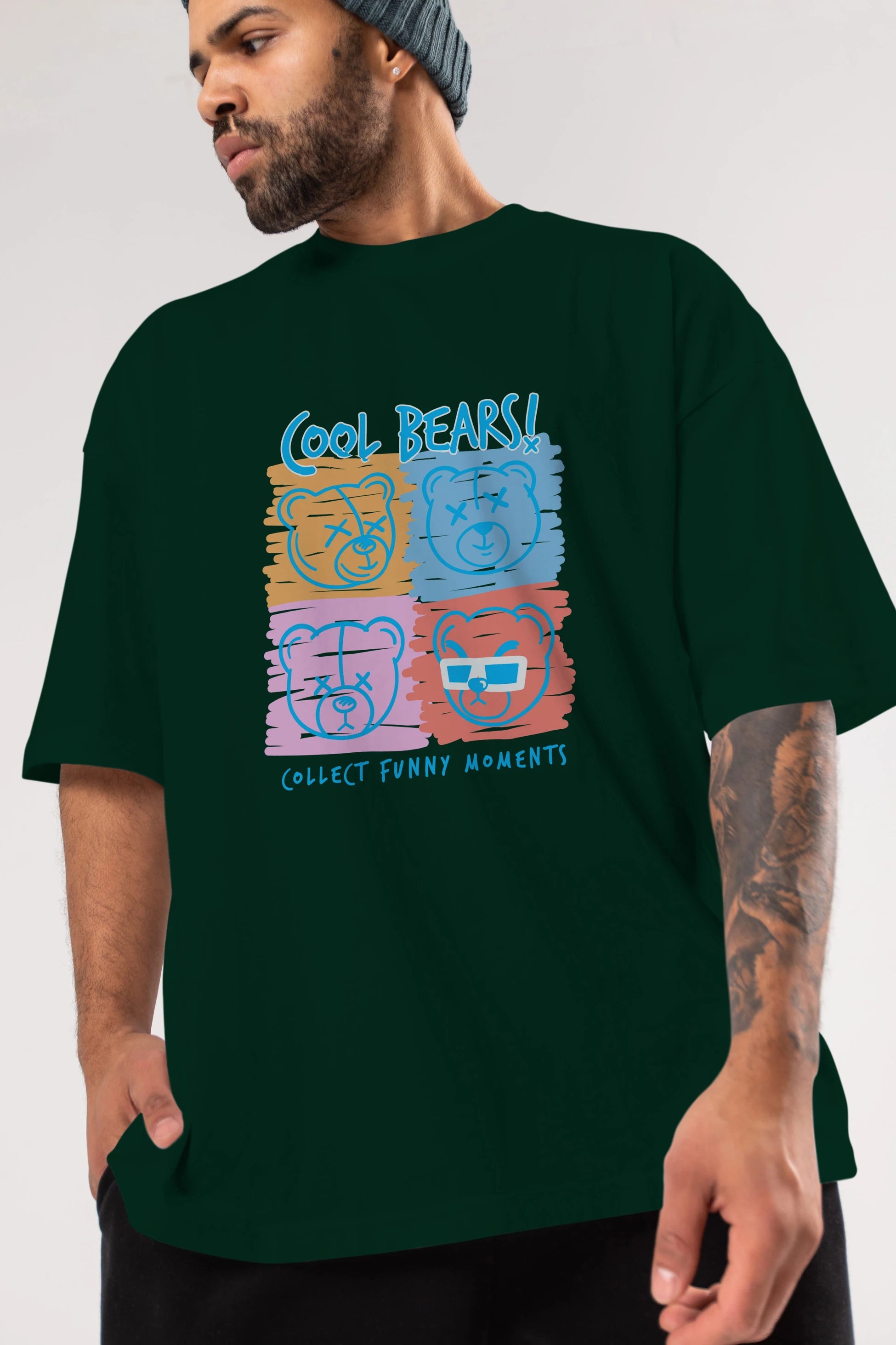 Cool Bears Ön Baskılı Oversize t-shirt Erkek Kadın Unisex