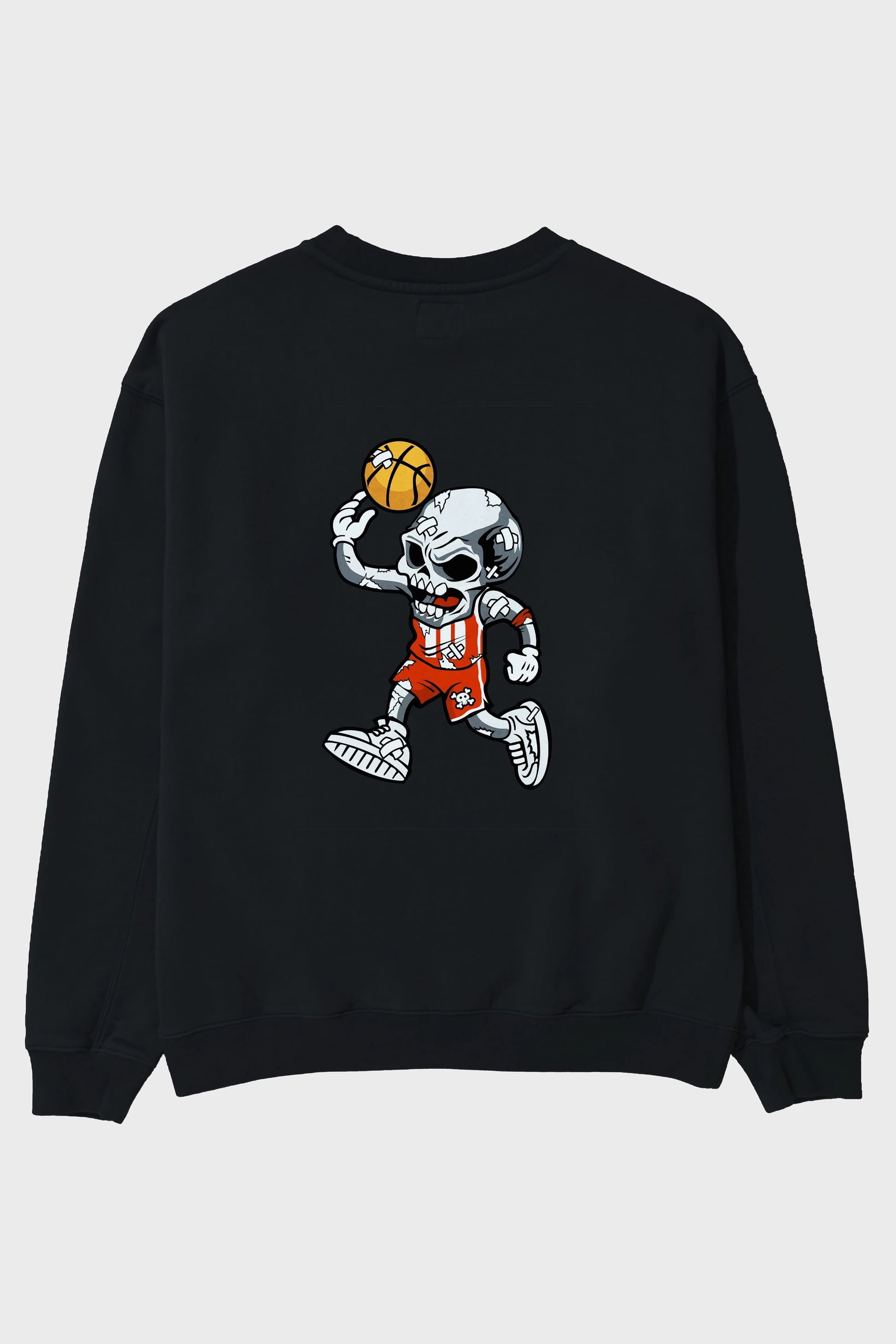 Skull Basketball Arka Baskılı Oversize Sweatshirt Erkek Kadın Unisex