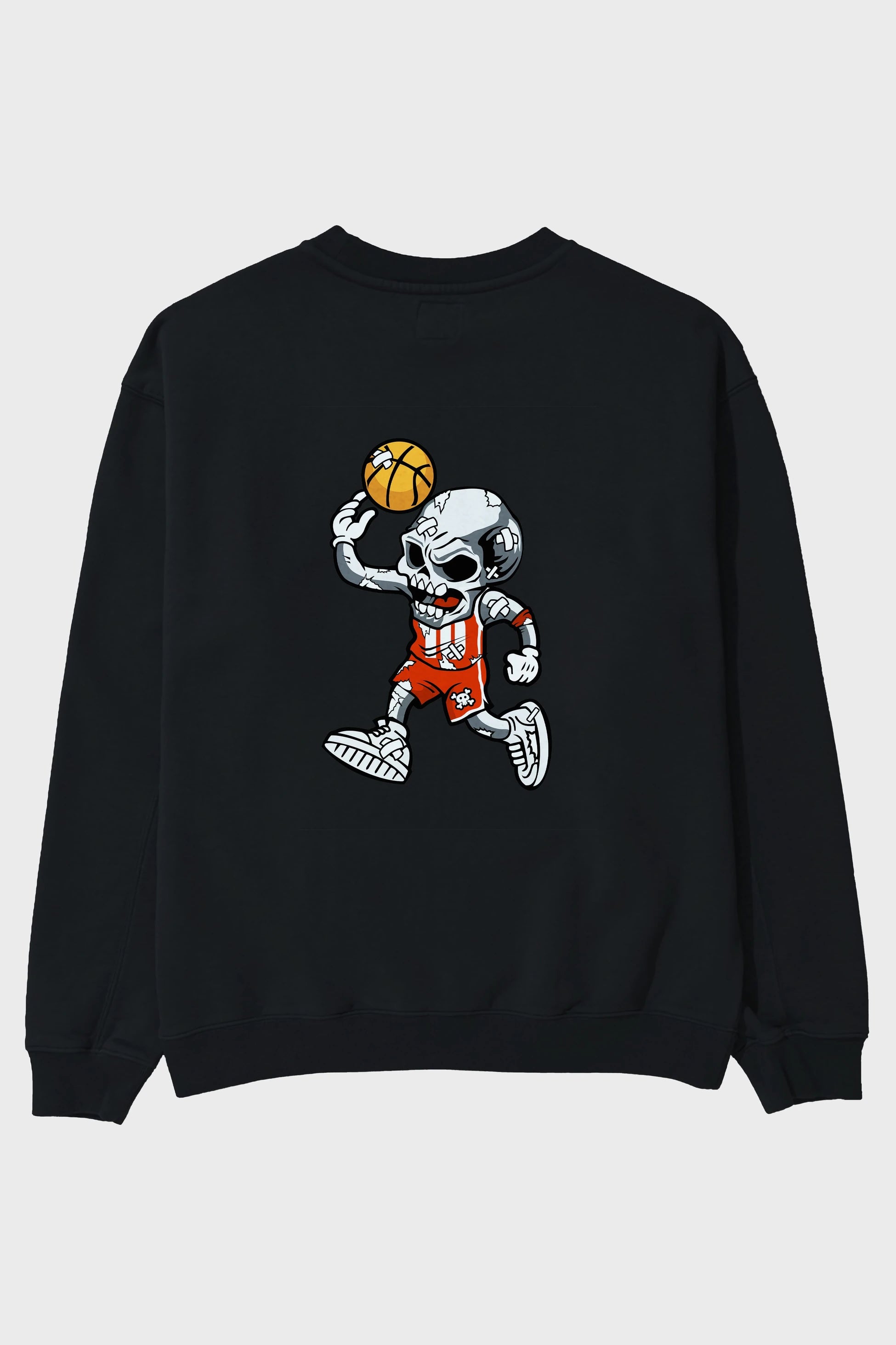 Skull Basketball Arka Baskılı Oversize Sweatshirt Erkek Kadın Unisex