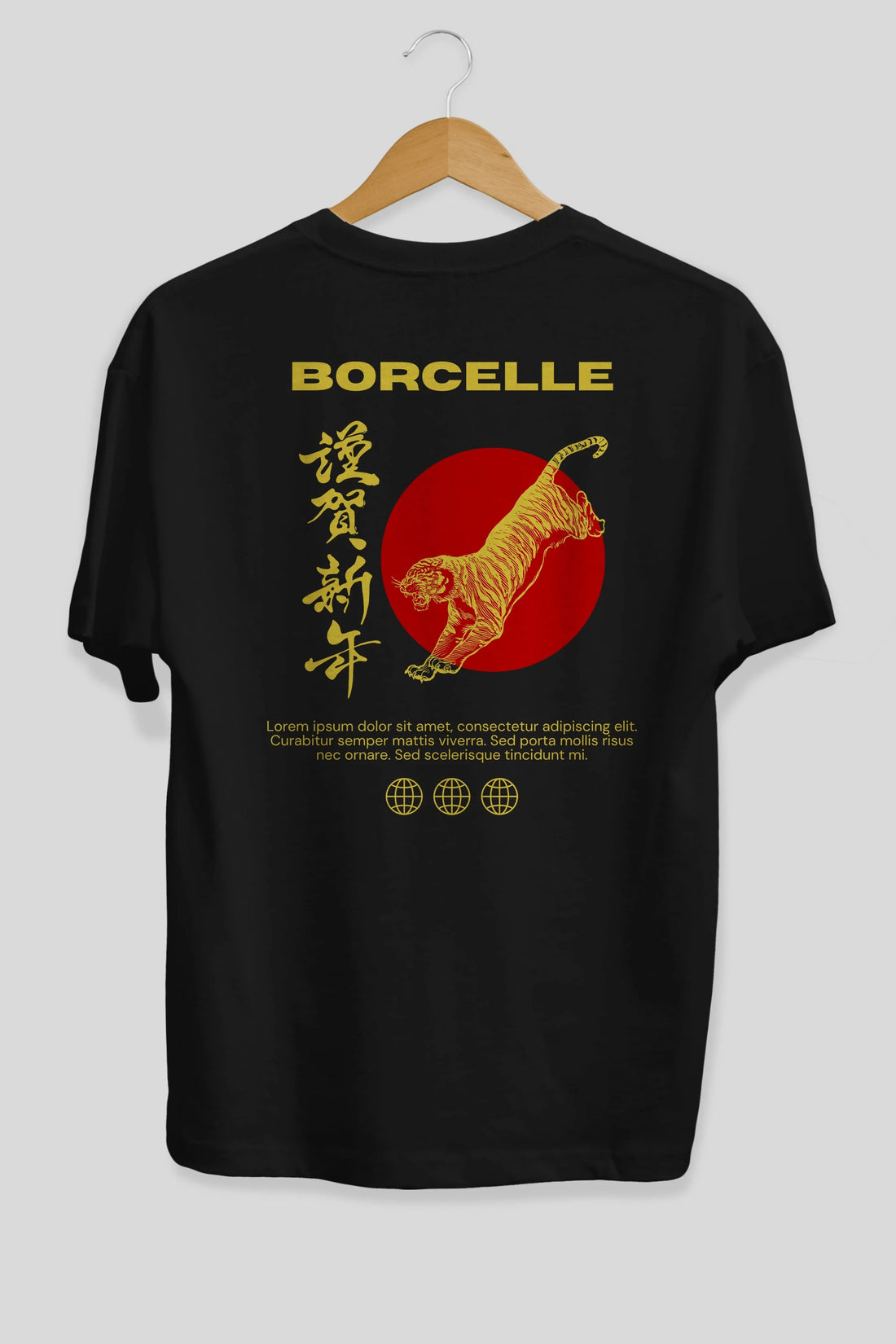 Borcelle Tiger Streetwear Arka Baskılı Oversize t-shirt Erkek Kadın Unisex