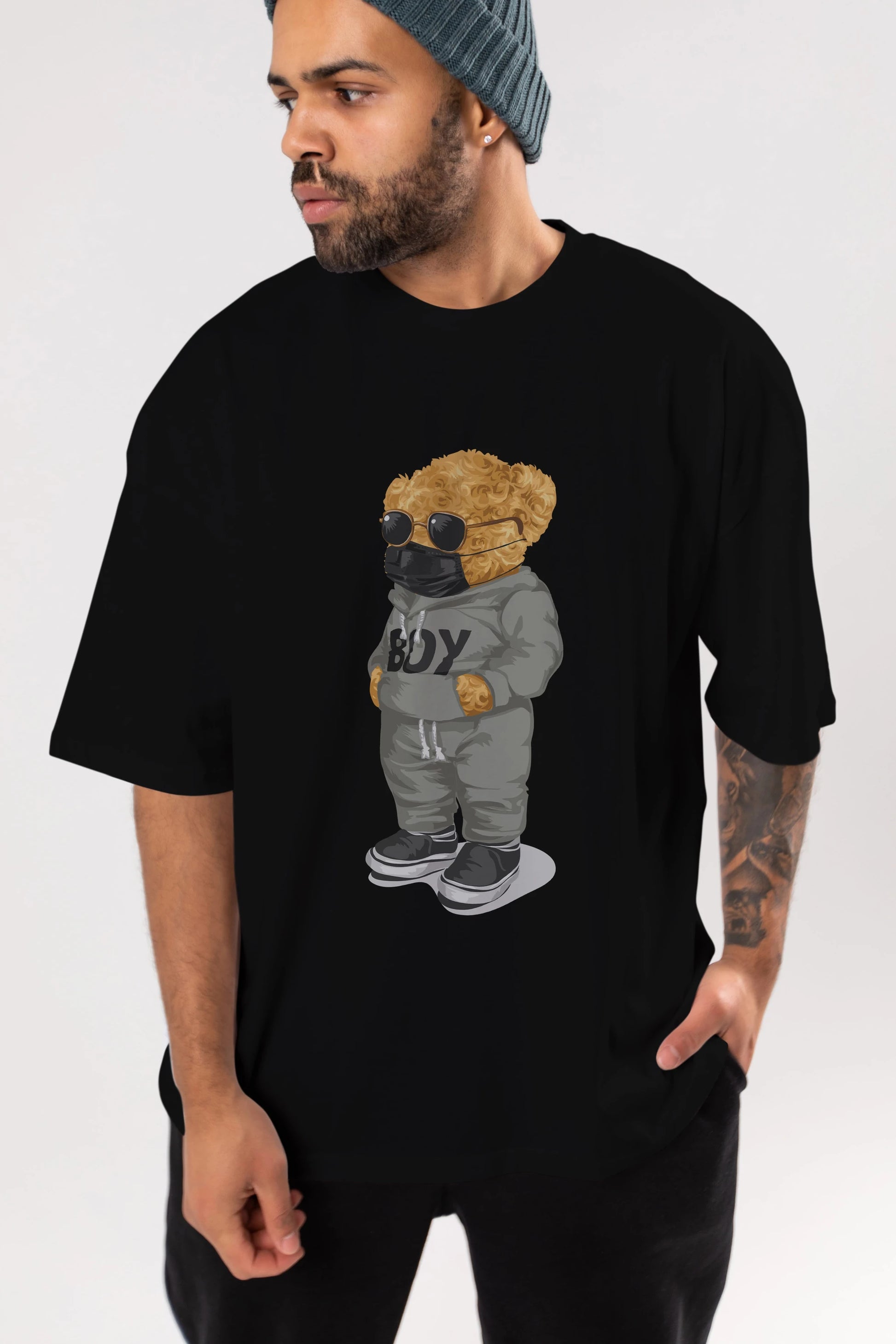 Teddy Bear Boy Ön Baskılı Oversize t-shirt Erkek Kadın Unisex %100 Pamuk