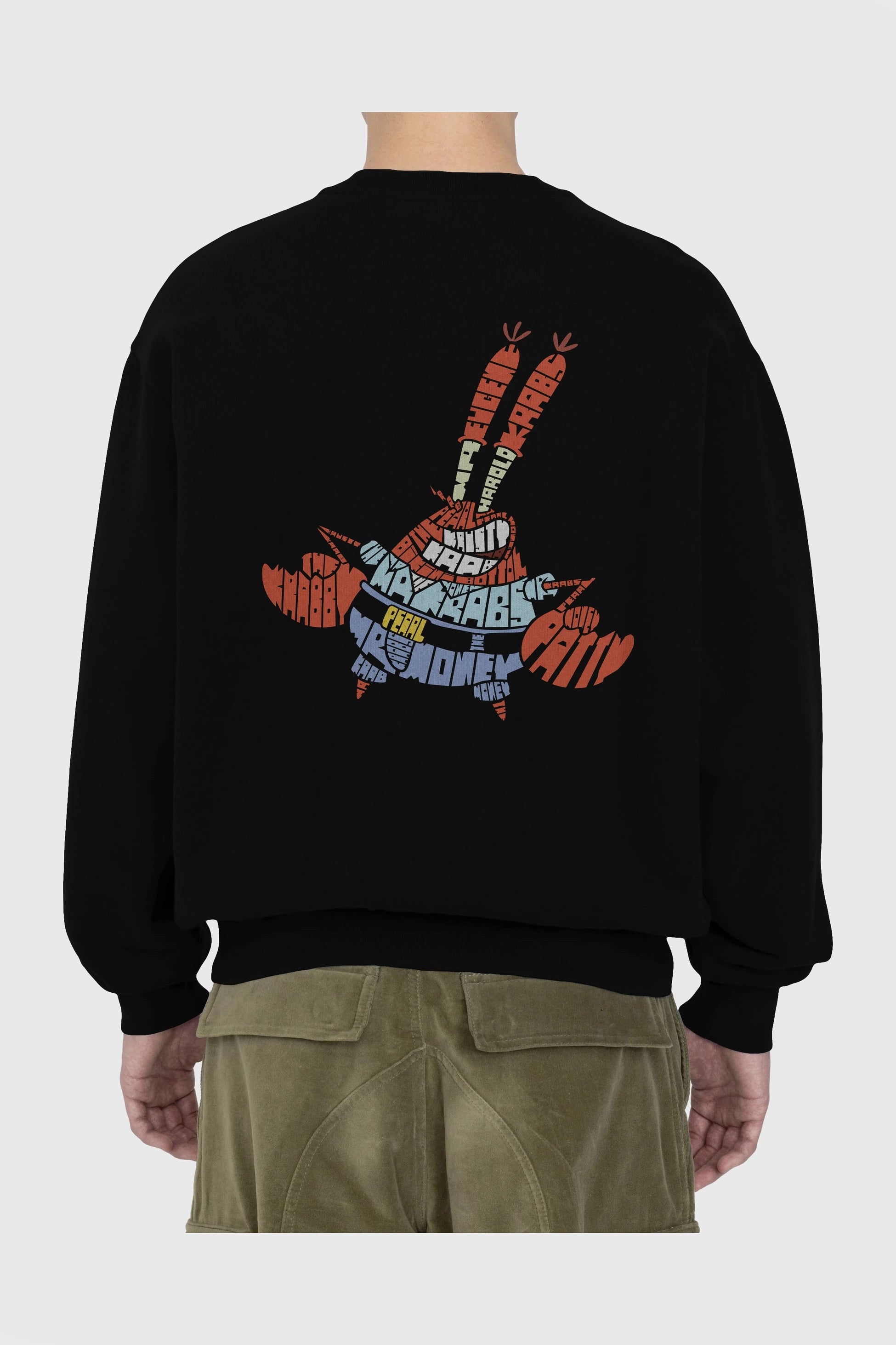 Mr Krabs Arka Baskılı Oversize Sweatshirt Erkek Kadın Unisex
