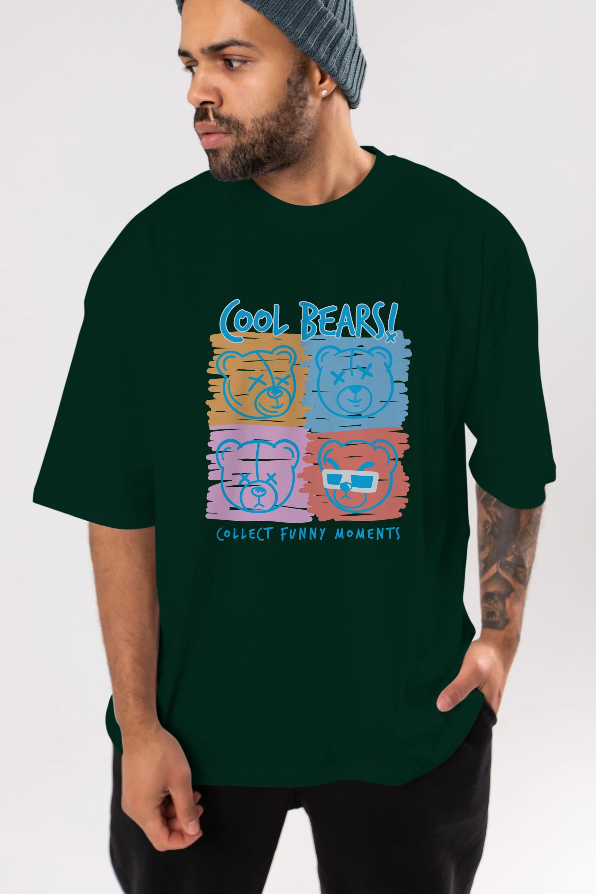 Cool Bears Ön Baskılı Oversize t-shirt Erkek Kadın Unisex