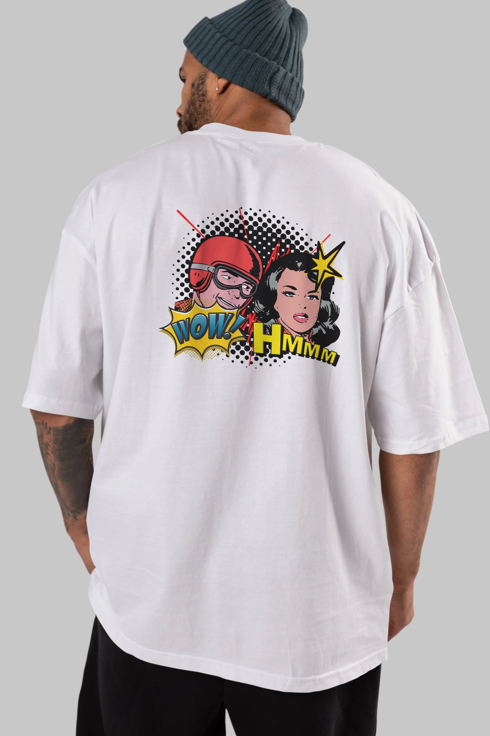 Comic Wow Yazılı Arka Baskılı Oversize t-shirt Erkek Kadın Unisex