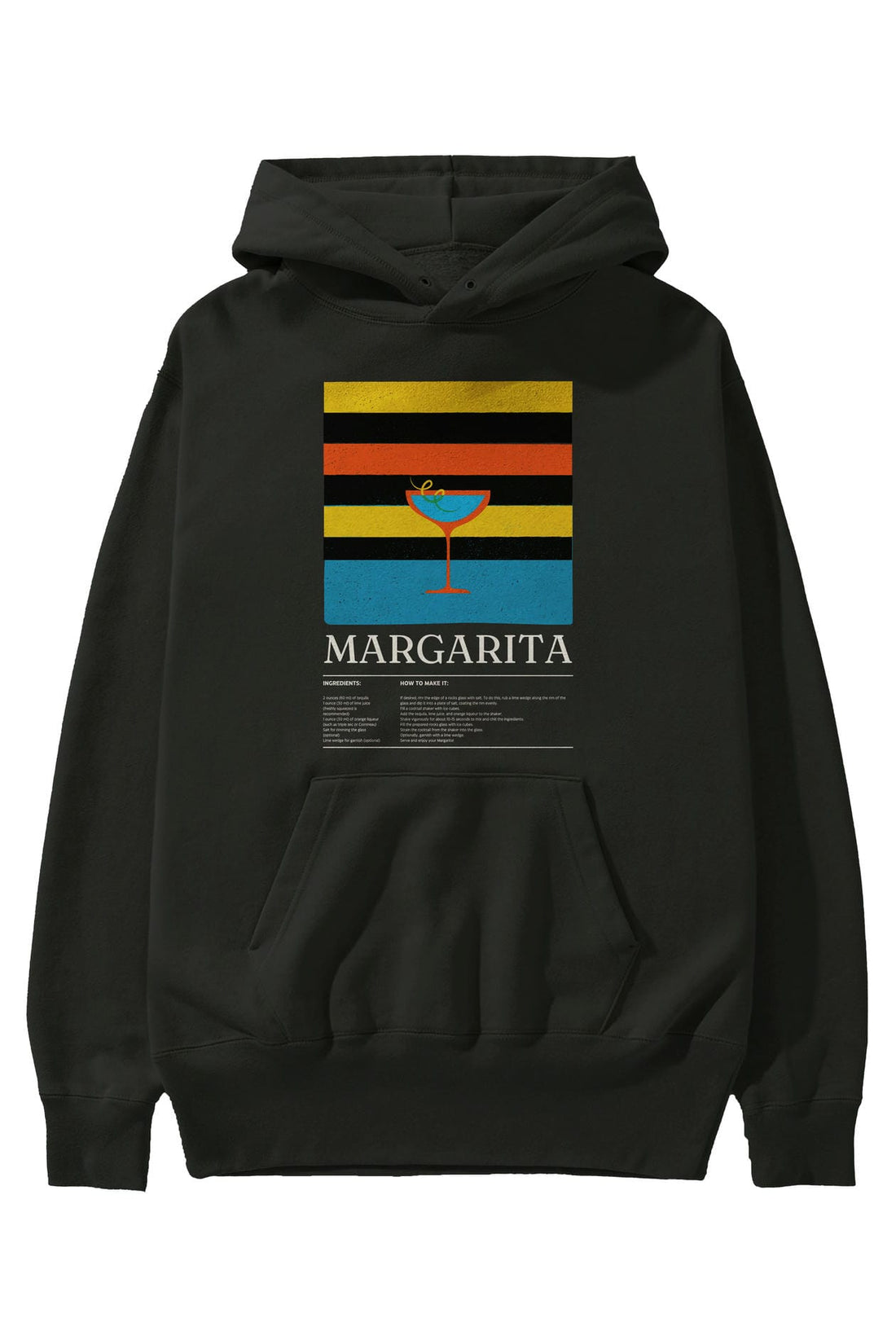 Margarita Kokteyl ön Baskılı Hoodie Oversize Kapüşonlu Sweatshirt Erkek Kadın